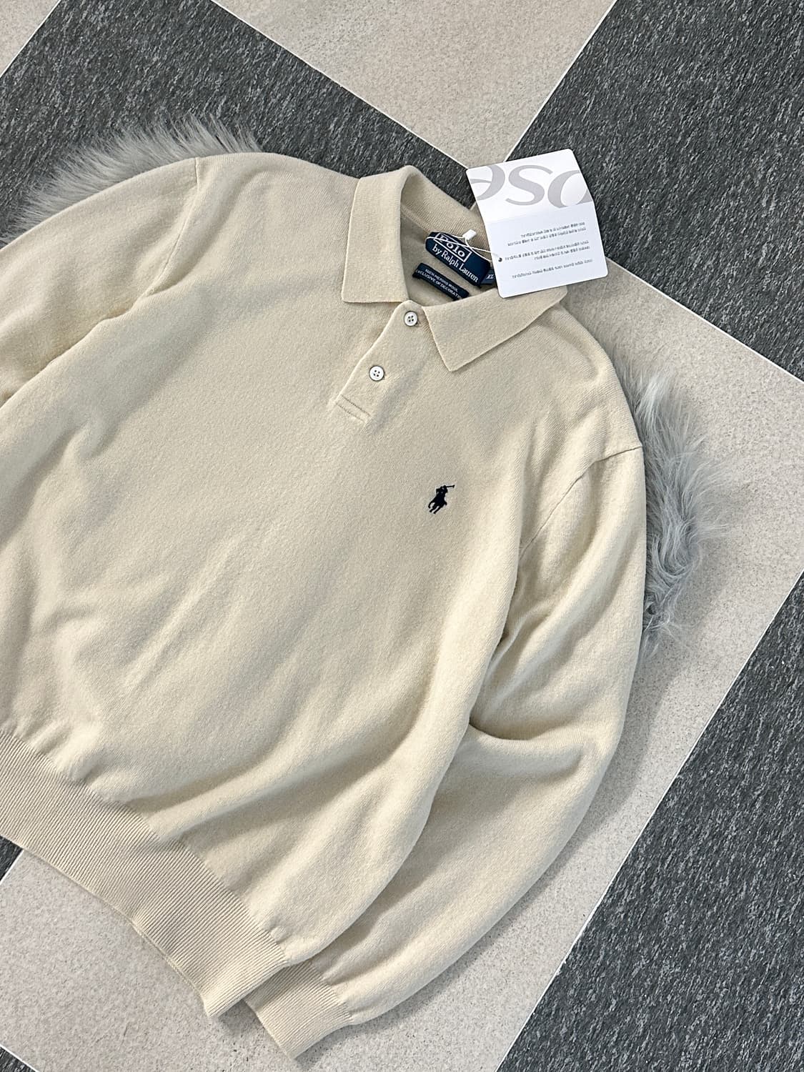 폴로 랄프로렌 아이보리 메리노울 카라 니트  상품이미지5