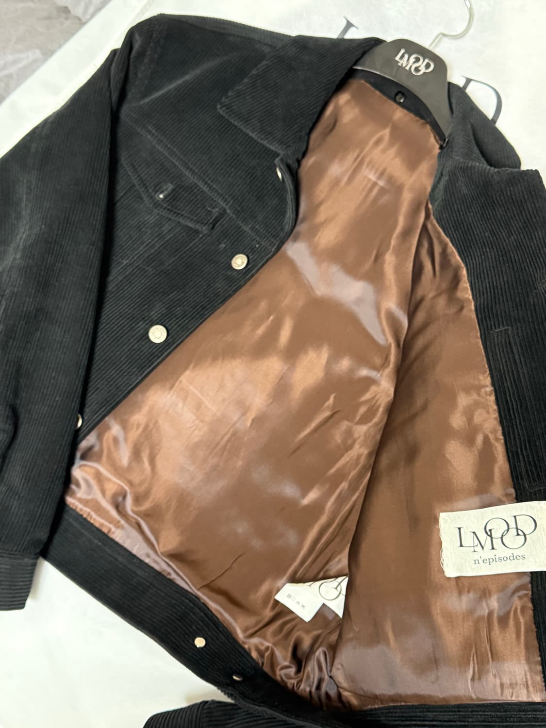 [48] 엘무드 호크 퍼 카라 코듀로이 트러커 자켓 블랙 상품이미지3