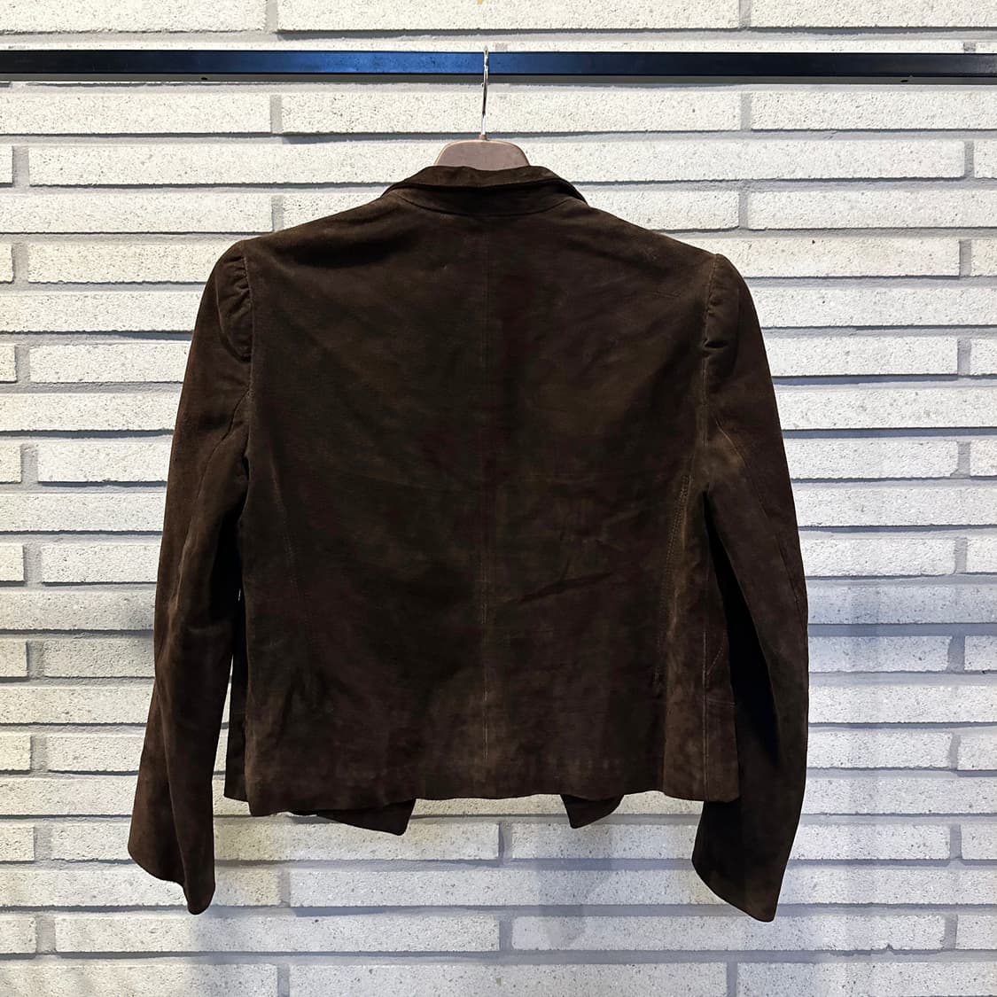 JPN VINTAGE 스웨이드 레더 블레이저 자켓 노버튼 디테일 브라운 상품이미지3