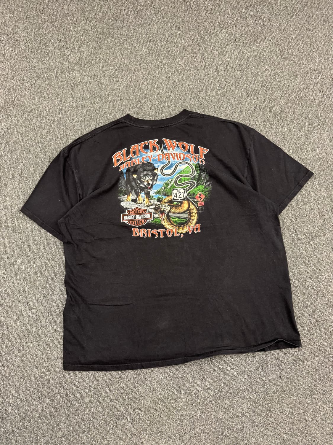 3XL)할리데이비슨 빈티지 프린팅 Bristol 반팔(핀홀) 상품이미지5