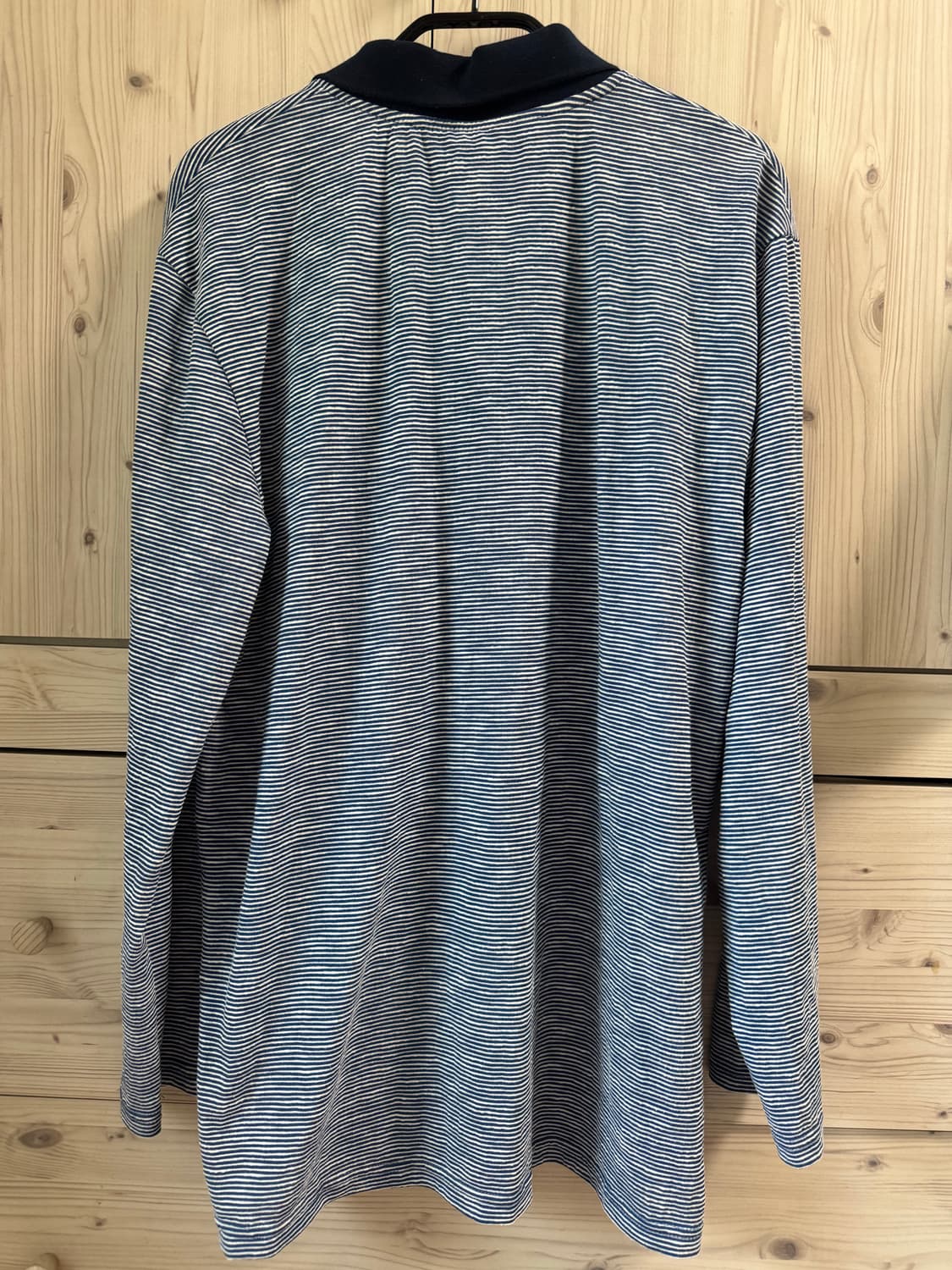 프레클 박시 핏 버튼 폴로 셔츠 네이비 스트라이프 상품이미지8