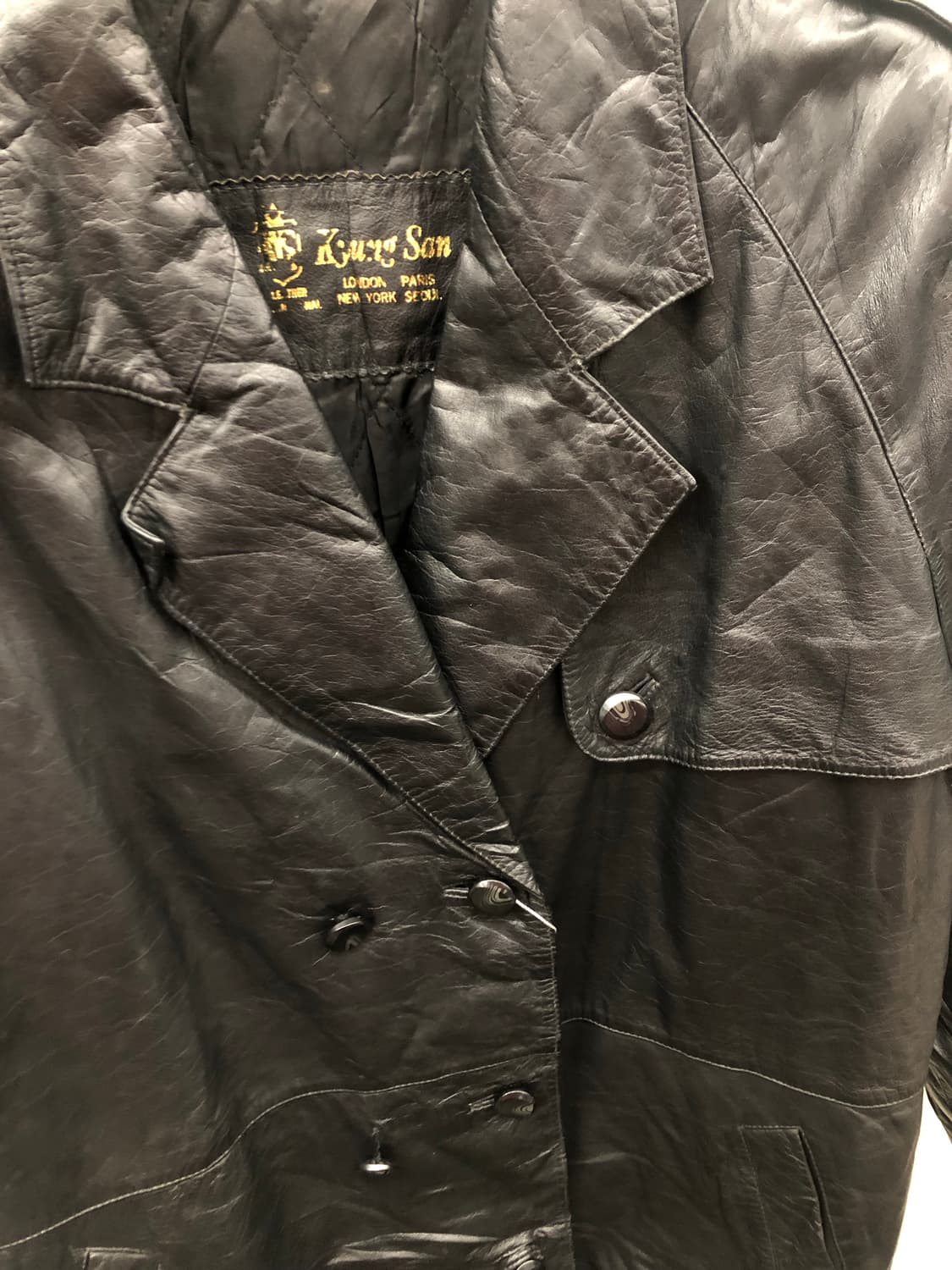 더블 브레스티드 소가죽 코트 상품이미지3