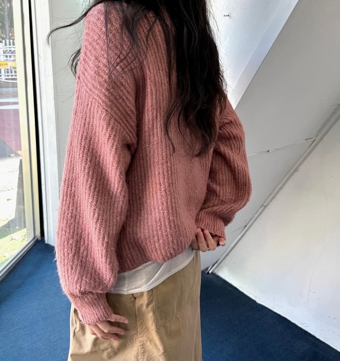 빈티지 더스티 핑크 니트 상품이미지3