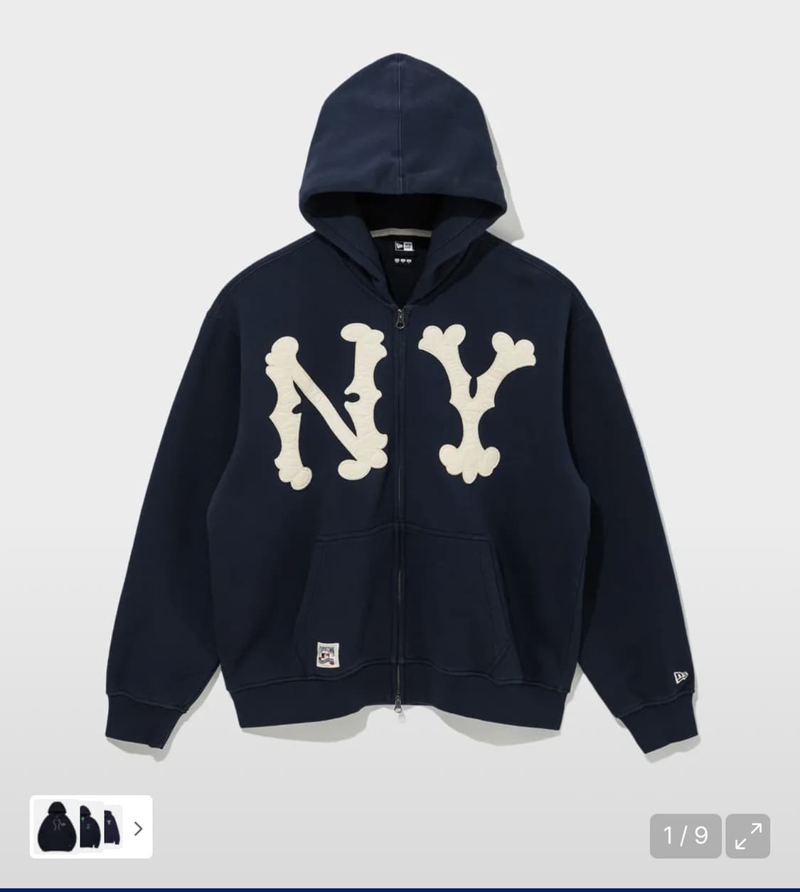 뉴에라 NY 기모 후드집업 네이비 XXL 새상품 상품이미지1