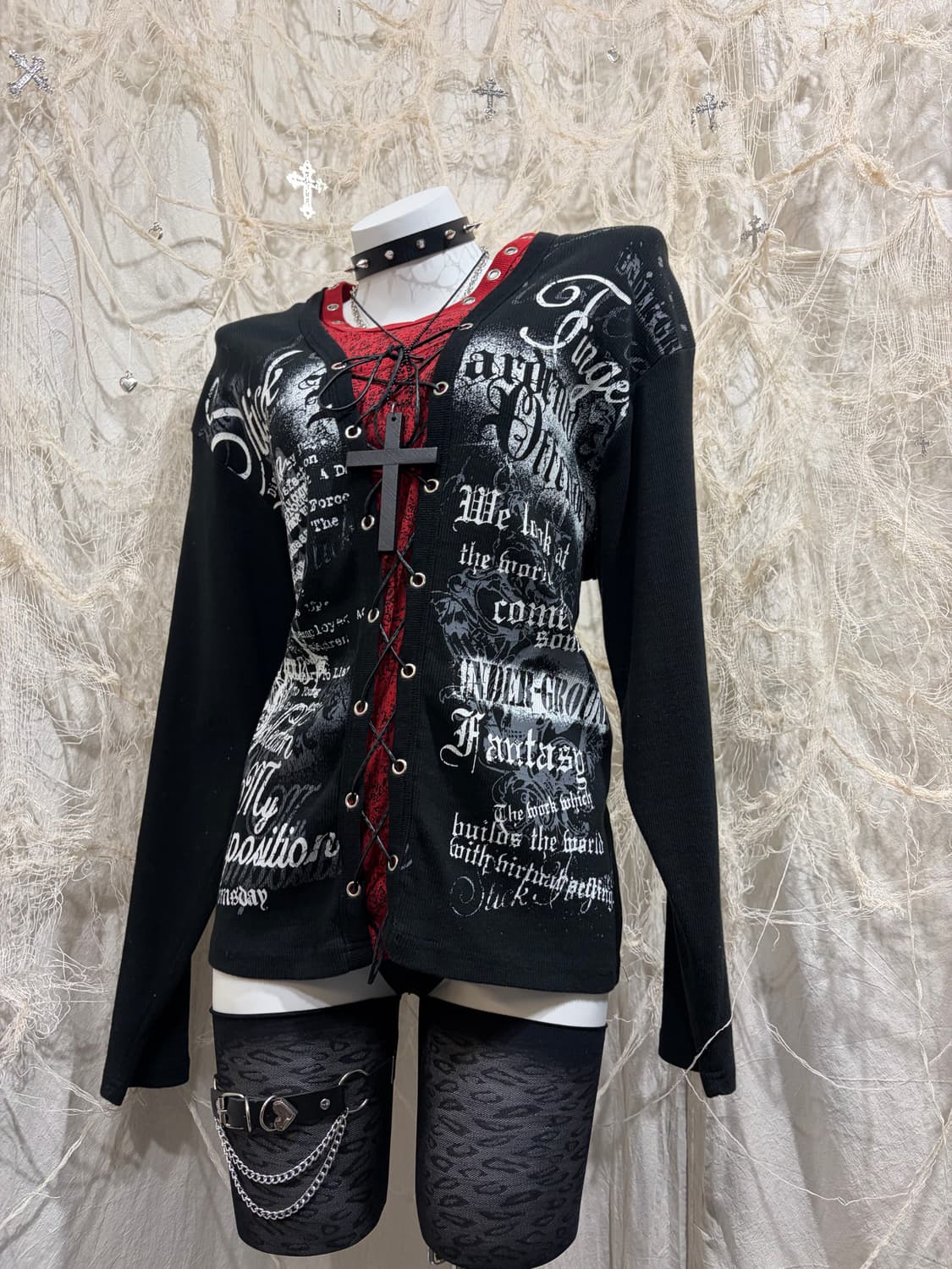 punk eyelet Gothic Layered long sleeve 상품이미지3