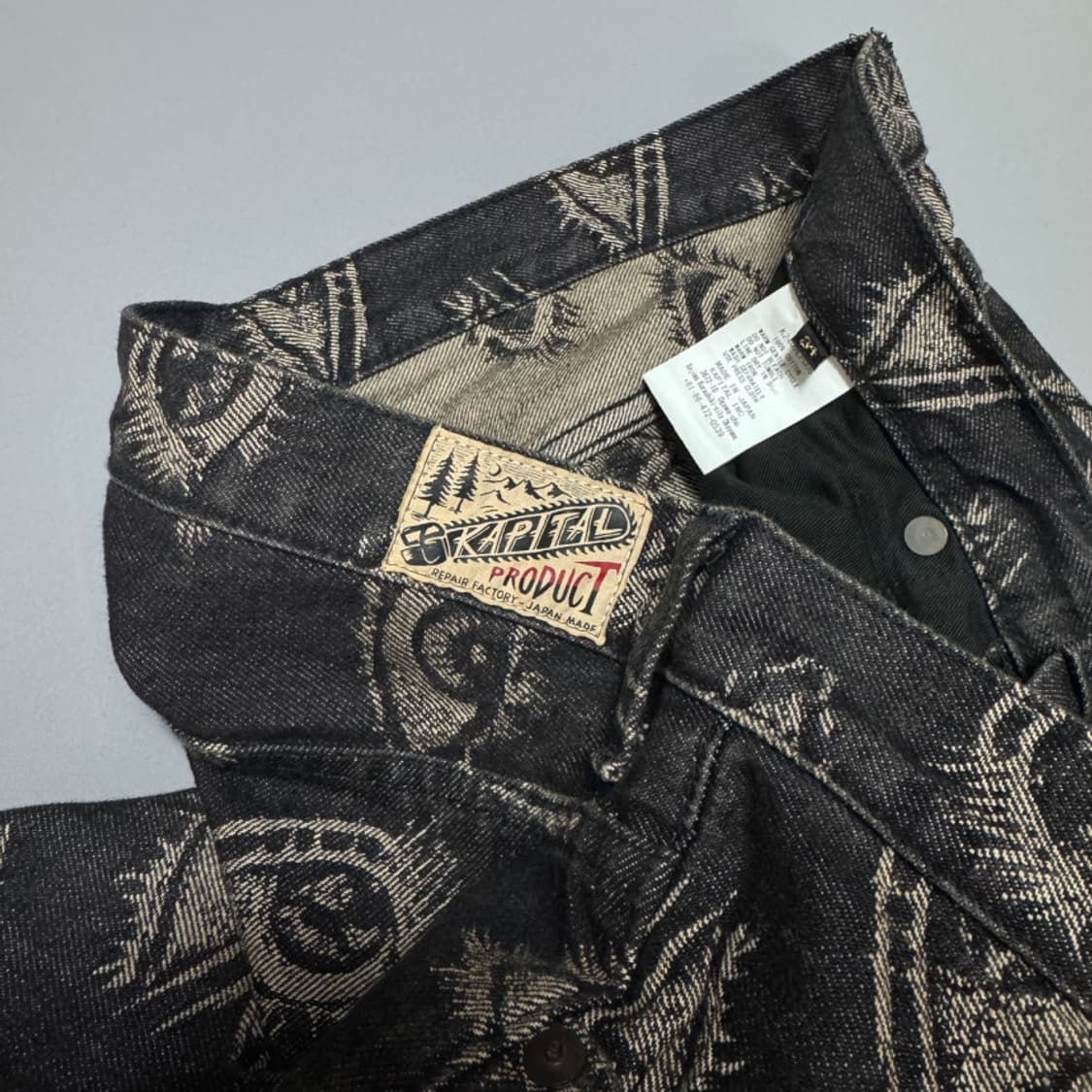 캐피탈(KAPITAL) 블랙컬러 스픽 이지 오카벨보 플레어 팬츠(34) 상품이미지4