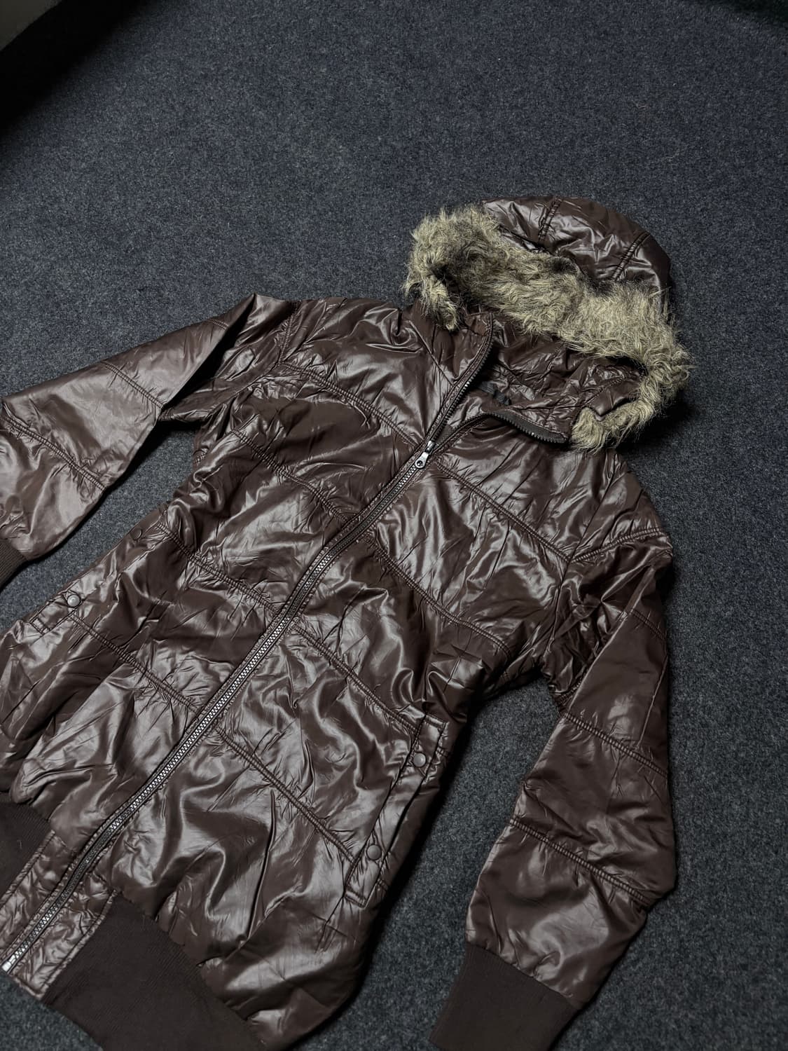 Vintage 00's grunge vkei Punk fur hood 상품이미지2