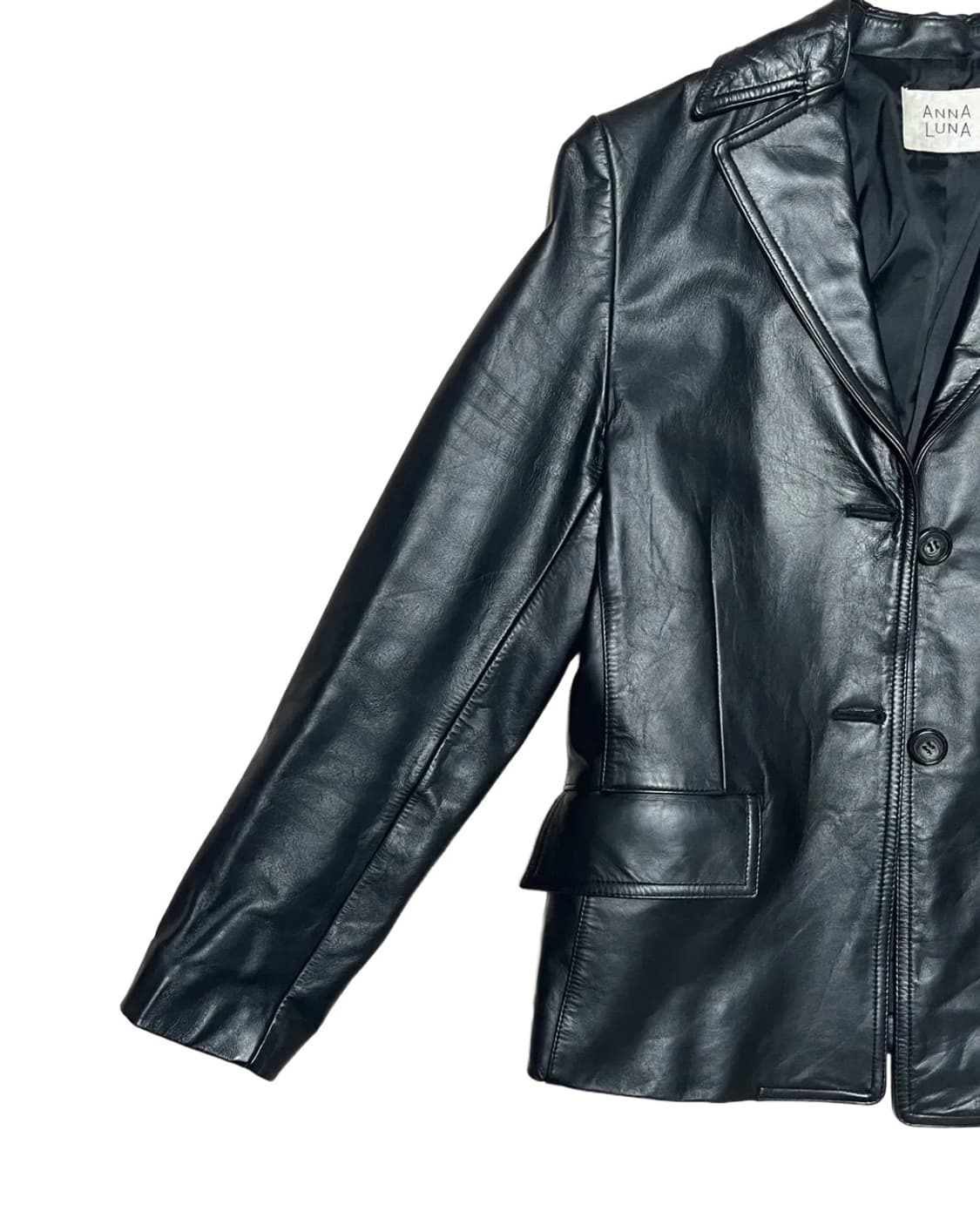 Classic black leather jacket 상품이미지2