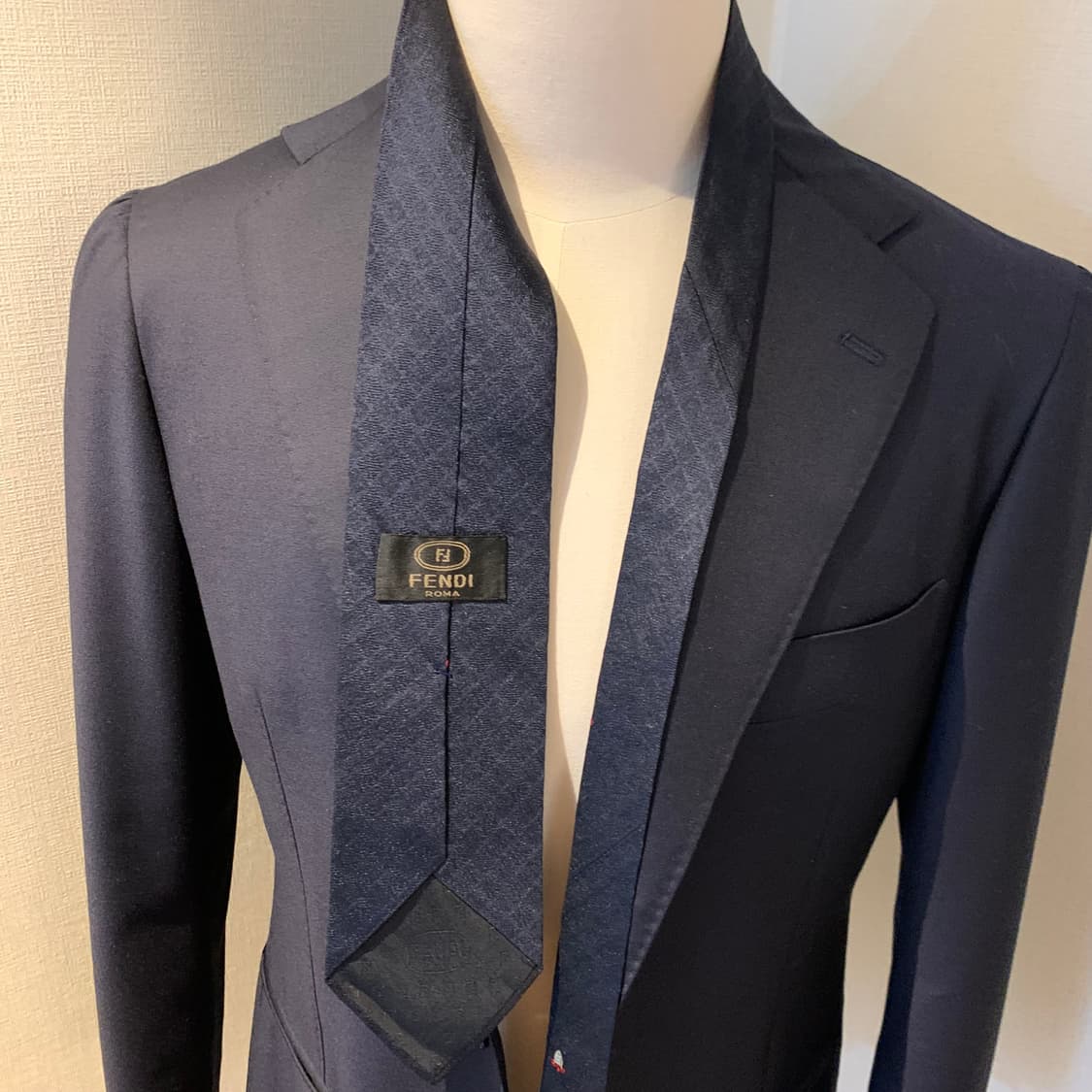 펜디(FENDI) 다크네이비 100실크 명품 체크넥타이 A+등급 상품이미지2