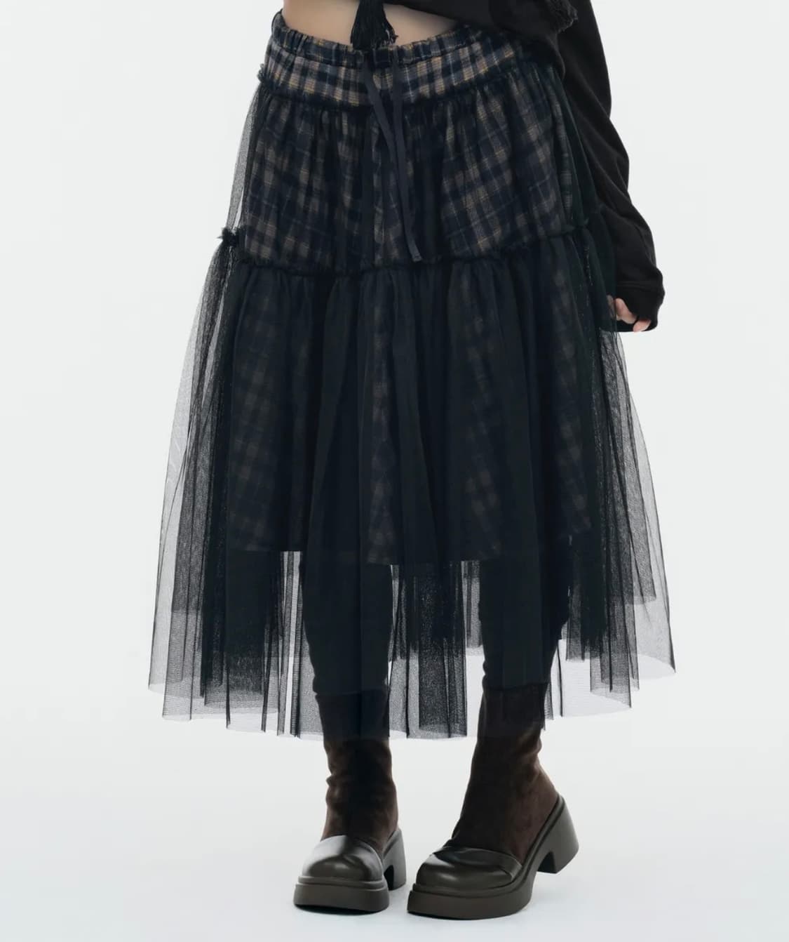 뚜오미오 오간자 스커트뚜오미오) CHECK TULLE SKIRT [ 상품이미지1