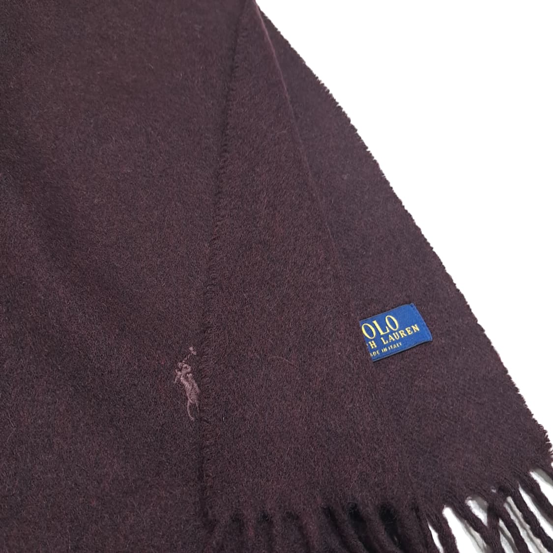 MX484 폴로 00s 이태리판 울 포니자수 다크버건디 머플러 목도리 상품이미지6