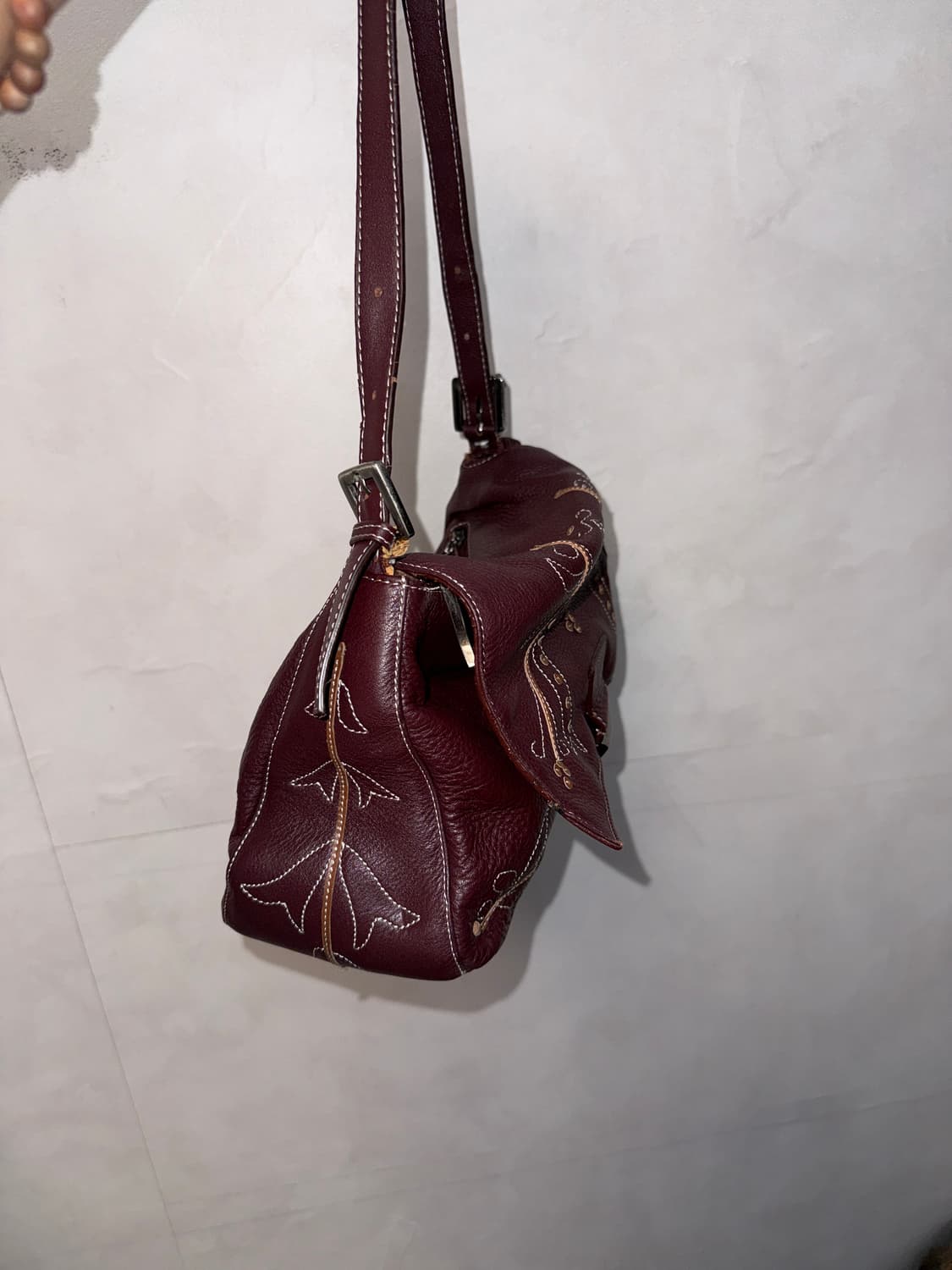 Burgundy oriental stitch flower 숄더백 상품이미지3