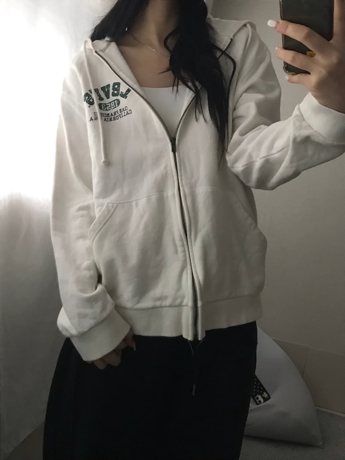 리바이스 화이트 빈티지로고 후드집업 상품이미지1