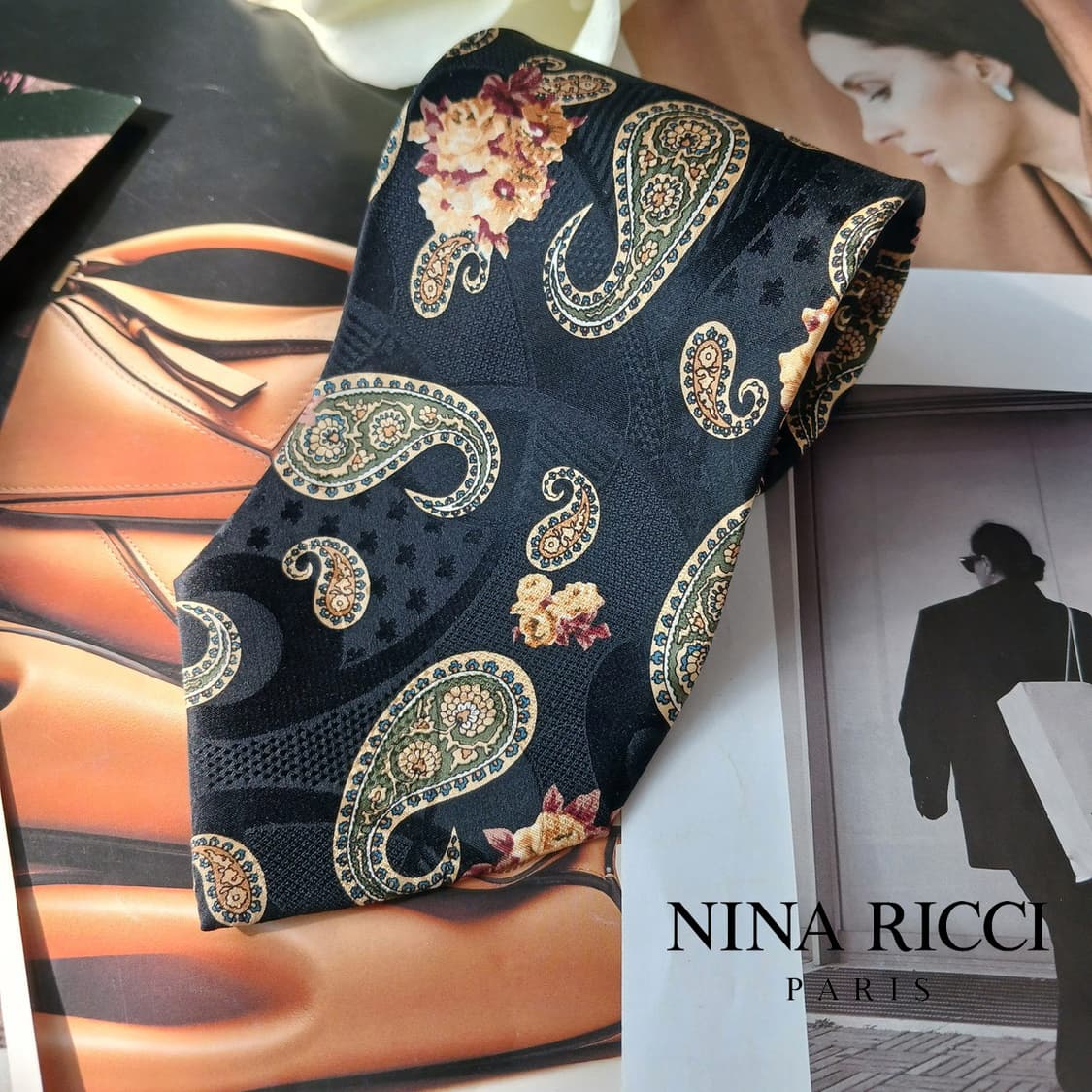 니나리치 실크 페이즐리 플라워 넥타이 10cm A+등급 A19836 상품이미지2