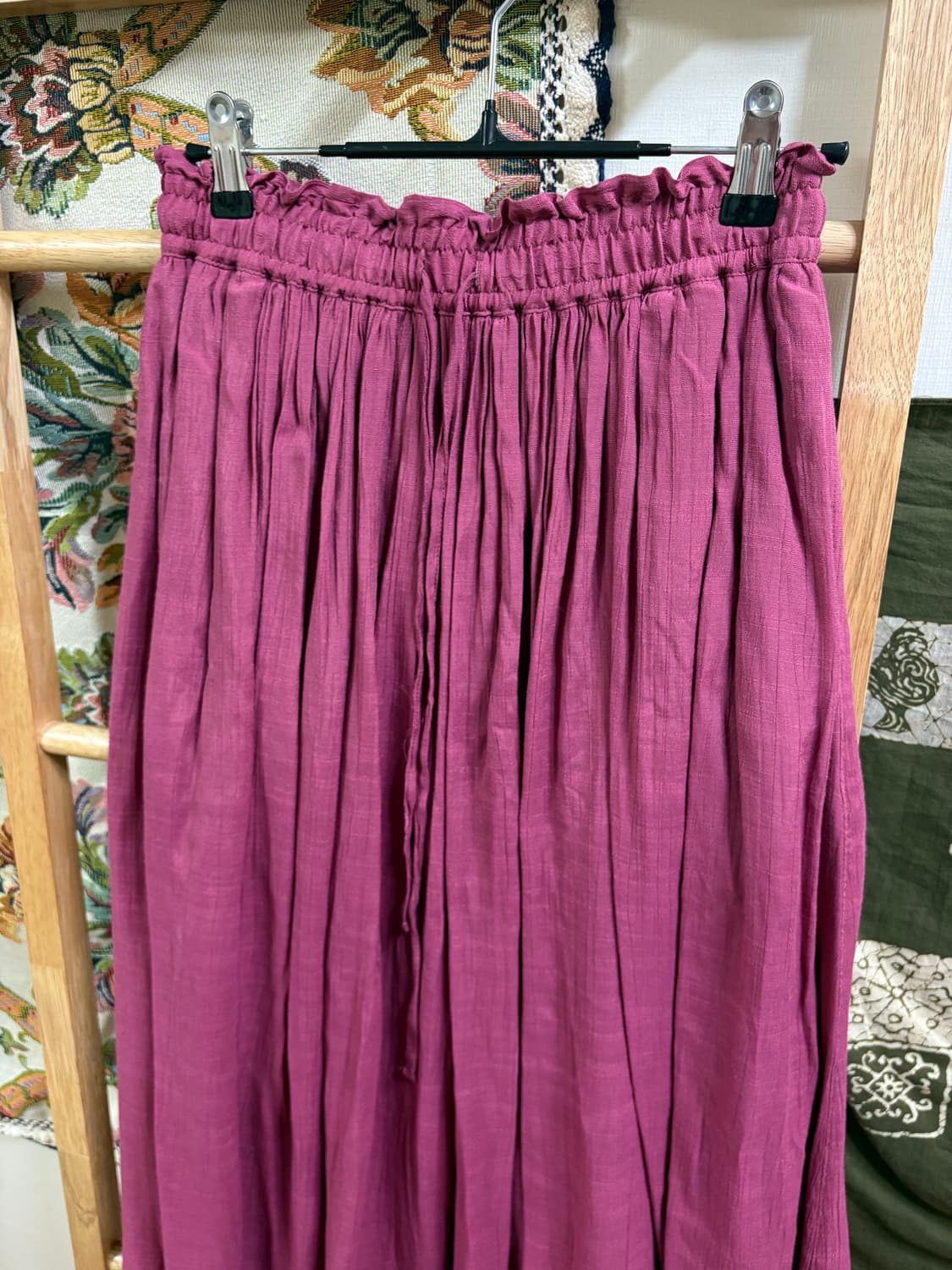 히피 모리 에스닉 딥 핑크 롱 스커트 상품이미지2