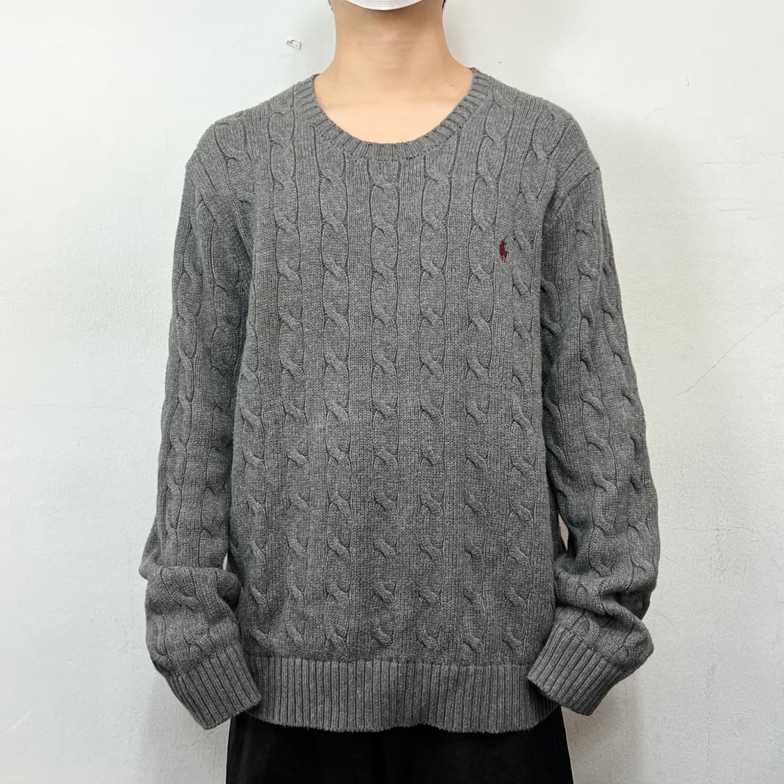 폴로랄프로렌 포니 그레이 오버사이즈 꽈배기 니트 상품이미지2