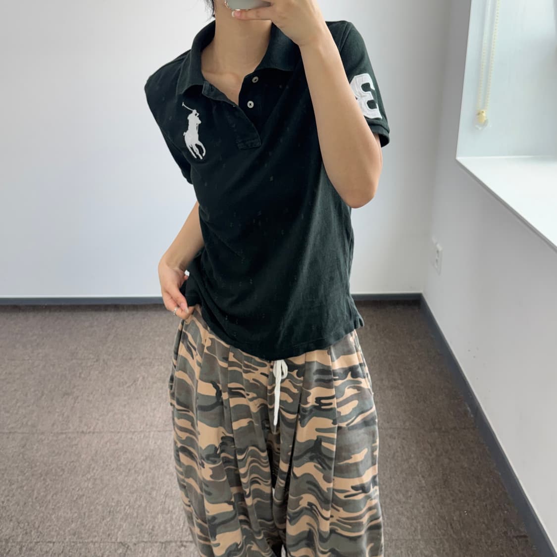 Polo 폴로 화이트 빅포니 블랙 카라 반팔티 상품이미지2