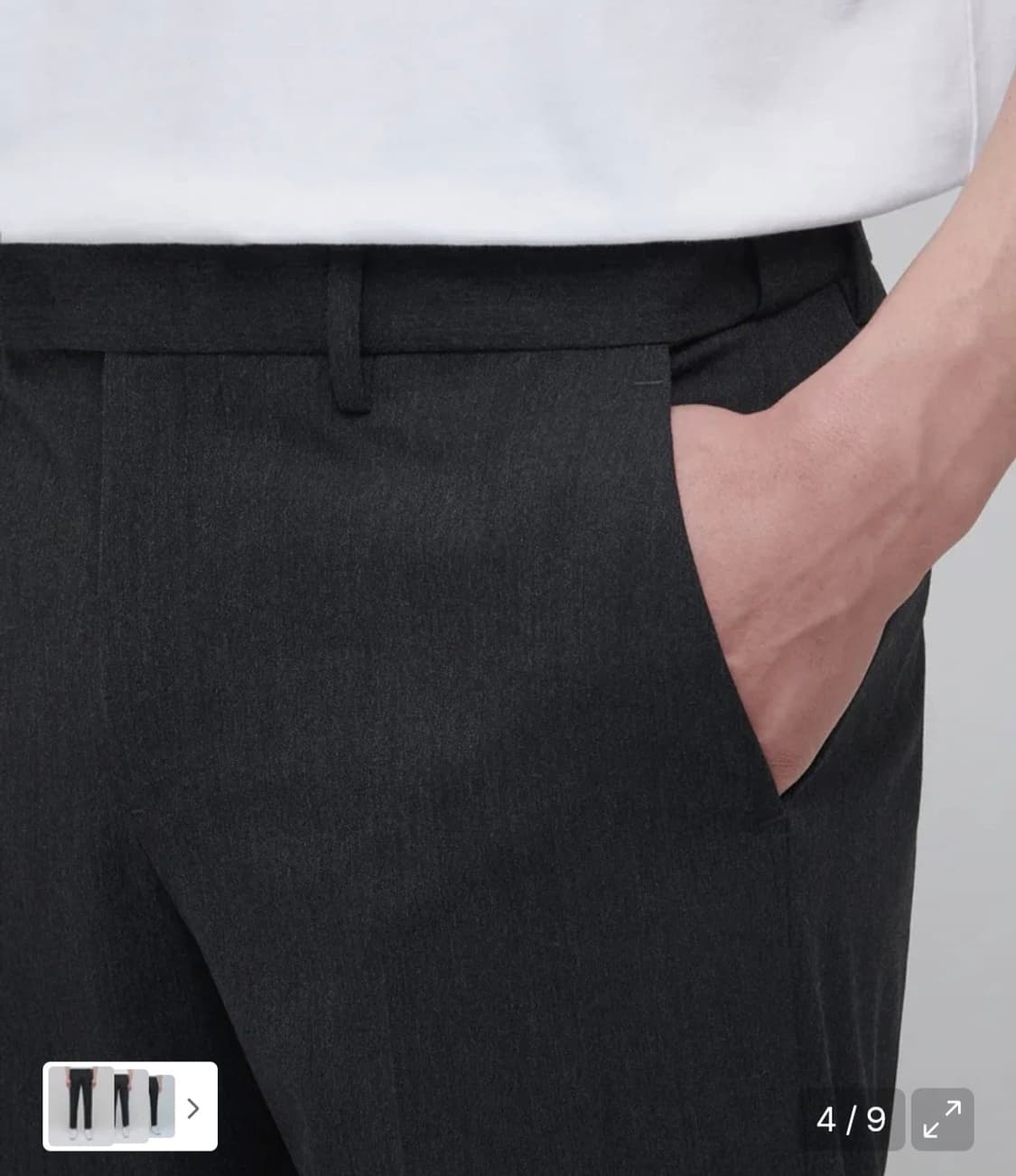 무탠다드 라이트웨이트 테이퍼드 크롭 슬랙스 [차콜 그레이] 30 상품이미지3