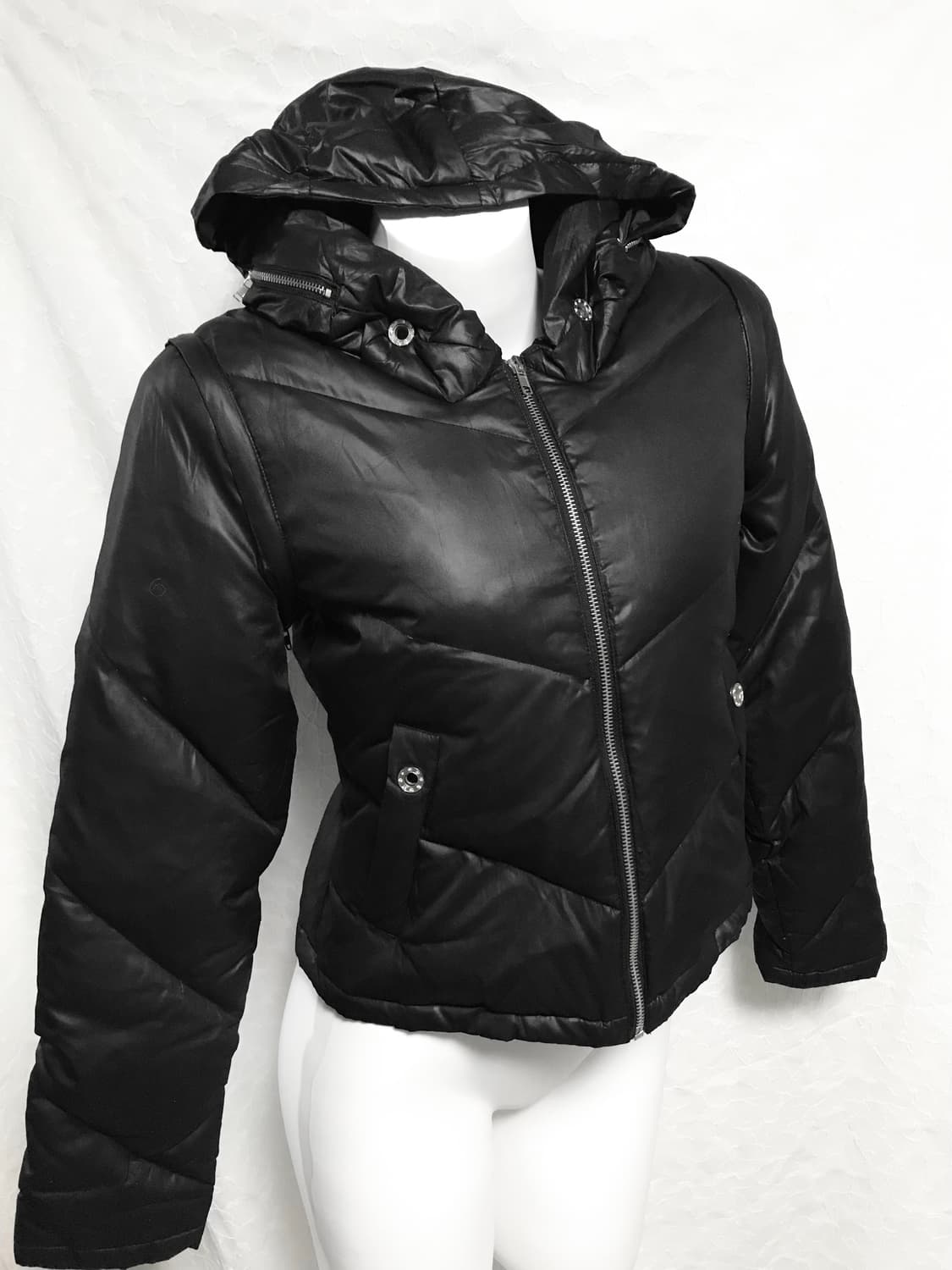 빈티지 펑크 2way 큐빅 버튼 패딩 자켓 상품이미지2