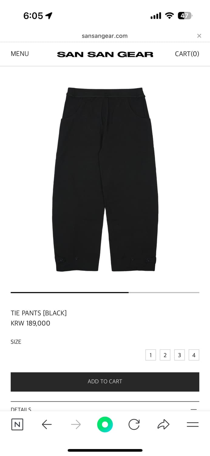 (1)산산기어 타이 팬츠 tie pants black 상품이미지2