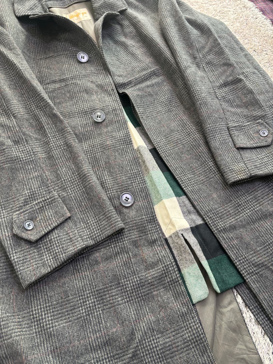 일제 체크 코트 사이즈 105 상품이미지2