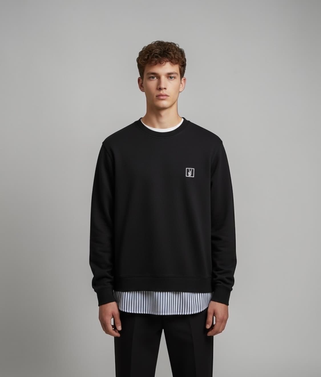 48/ 솔리드옴므 셔츠 레이어 로고 맨투맨 상품이미지1