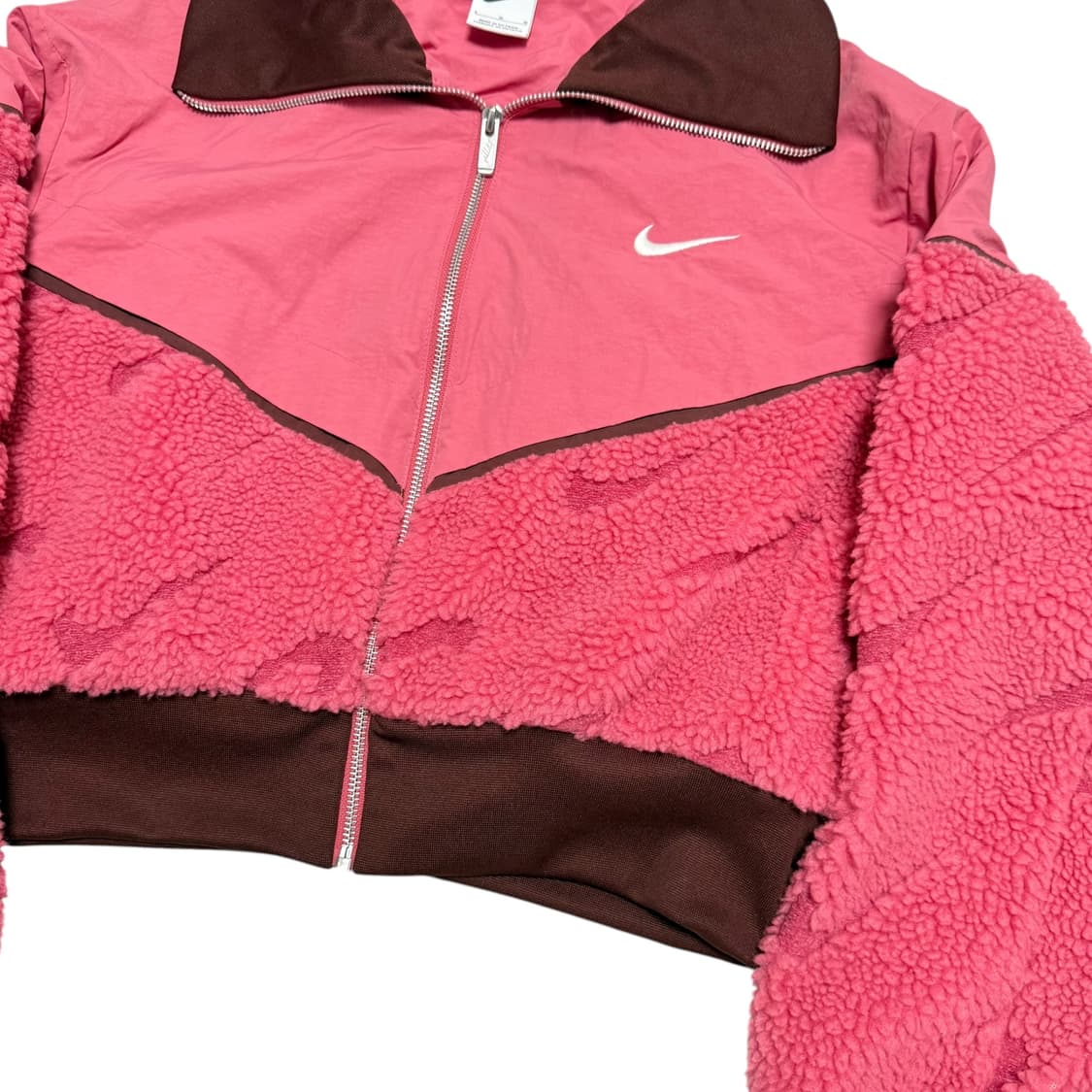 나이키 멀티로고 핑크 브라운 뽀글이 후리스 집업 상품이미지5