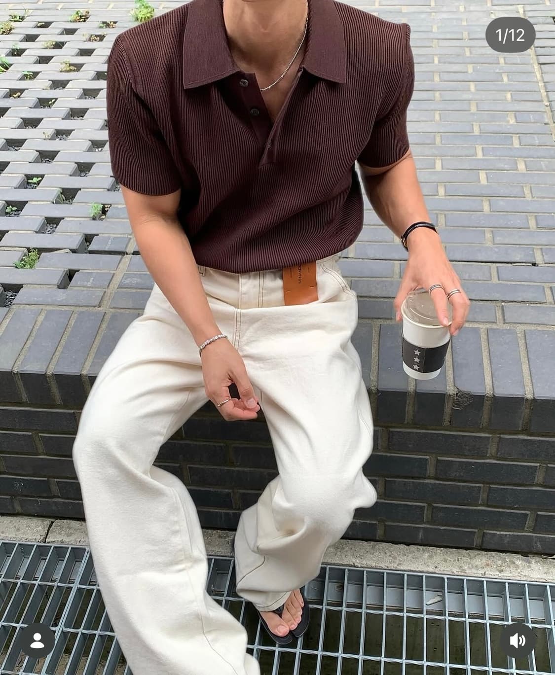 렉토 25SS 컴팩트 카라 니트 클래식 폴로탑 브라운 상품이미지5