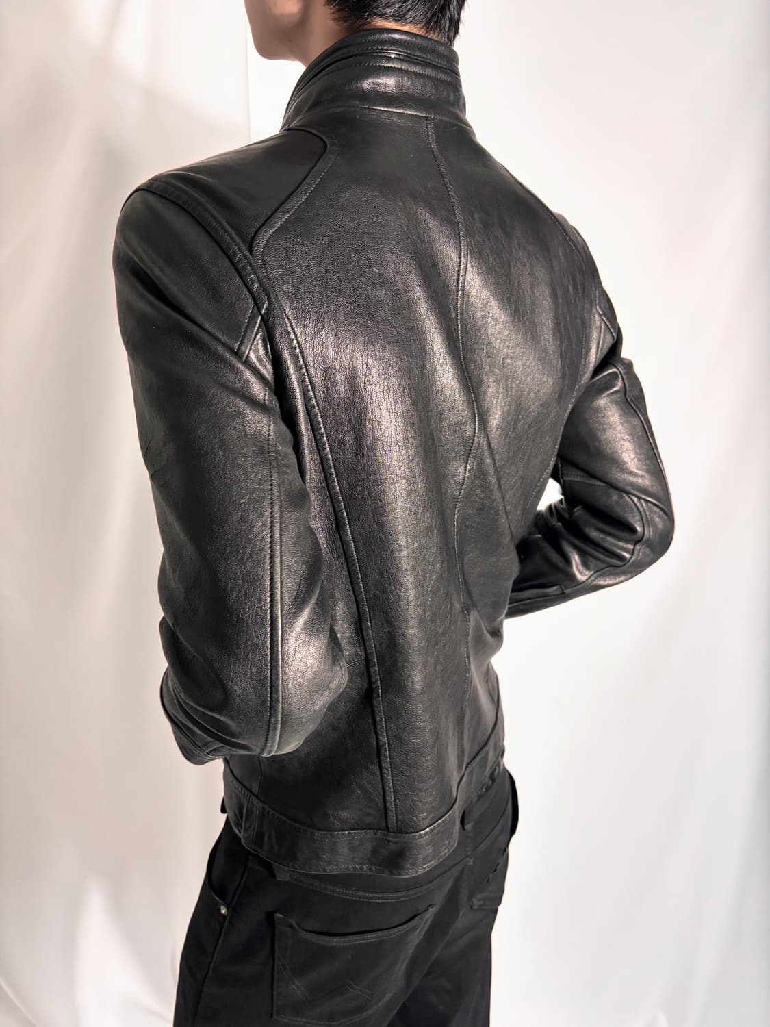 Black Lambskin Snake Detail Leather Jack 상품이미지5