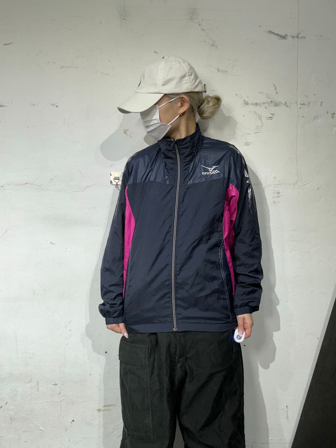 미즈노 네이비 올드스쿨 핑크 오버핏 트랙 자켓 S 상품이미지2