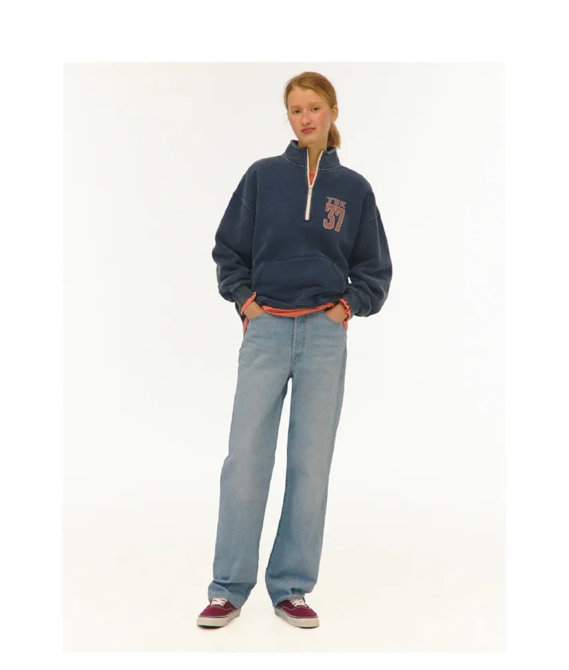 테켓 하프집업 맨투맨 half zip-up sweatshirt navy 상품이미지3