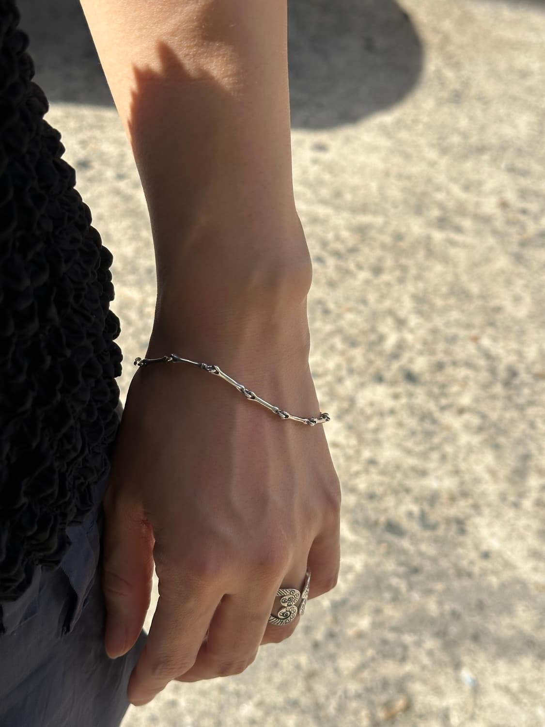 Skull Bone Bar Chain 925Silver Bracelet 상품이미지5