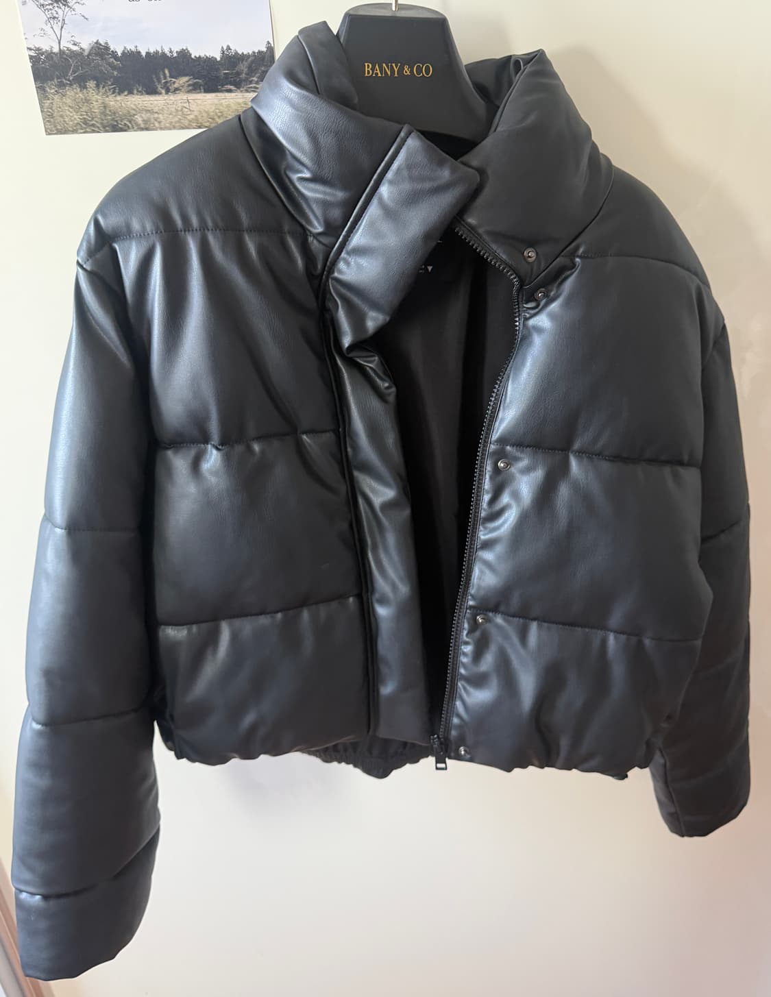 ZARA 자라 여성 페이크 레더 무광 패딩 M 상품이미지3