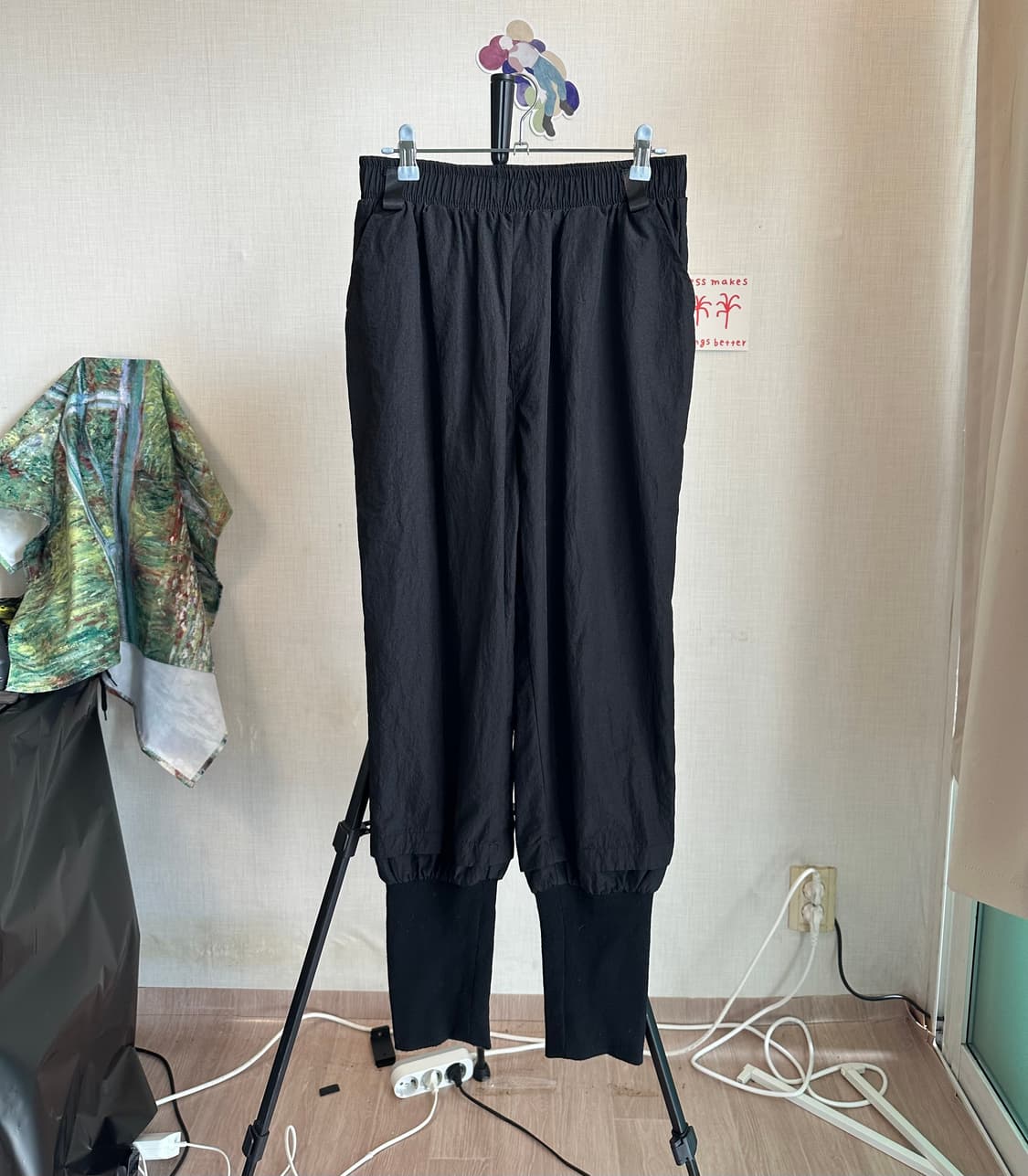 Spinns 블랙 나일론 팬츠 상품이미지5