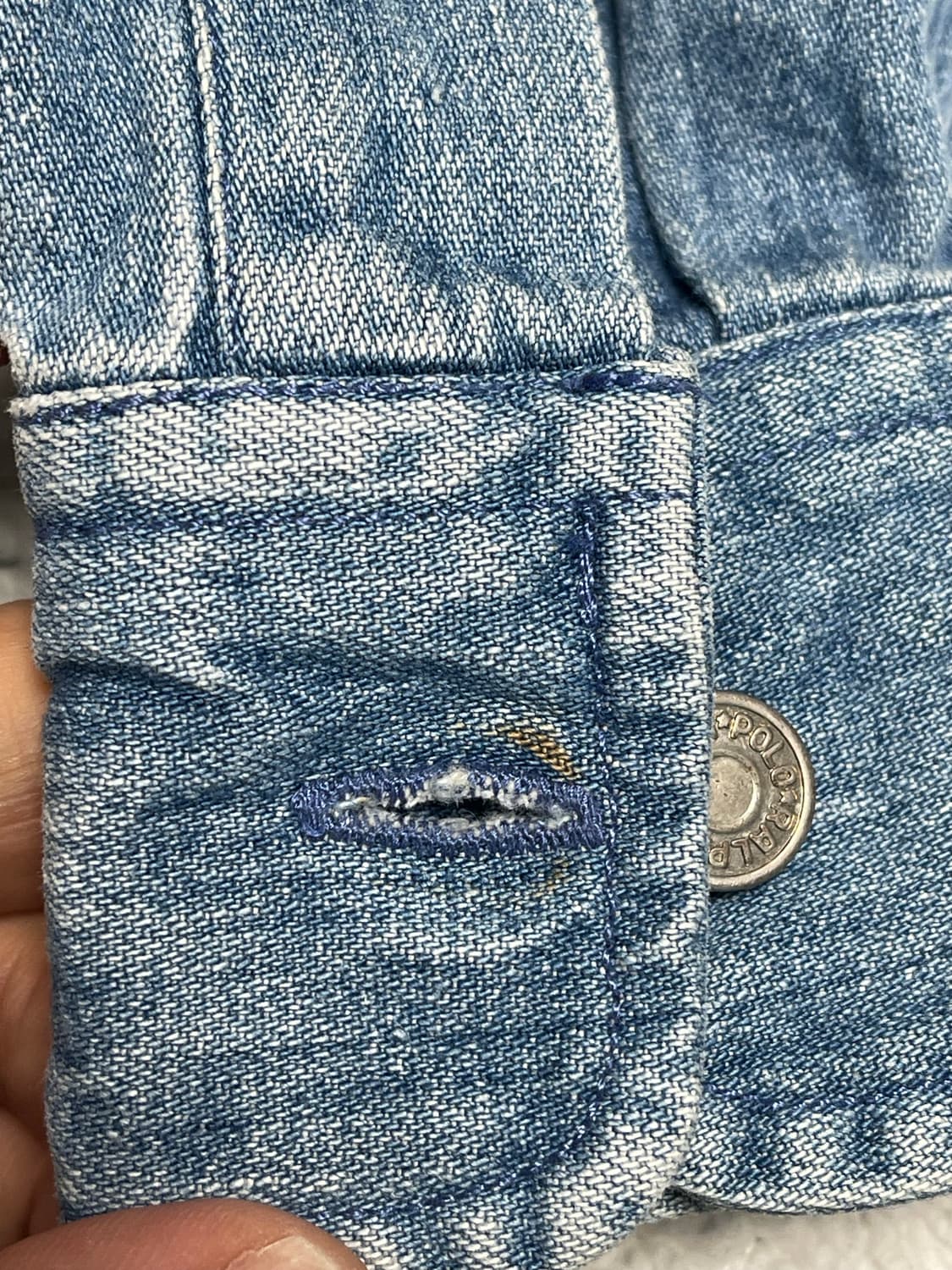 폴로 랄프로렌 1990s 빈티지 덩가리 헤비 데님 셔츠 S (실측100) 상품이미지7