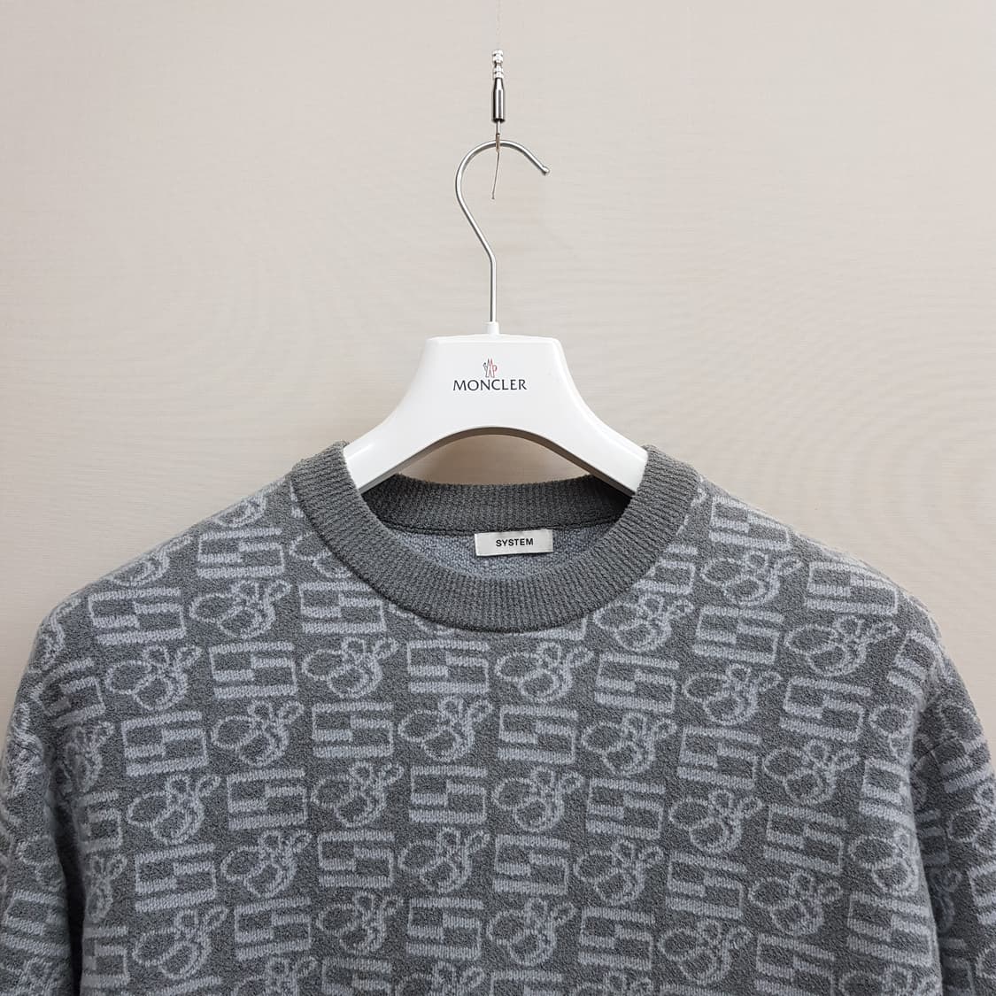 한섬 시스템 2022 그레이 모노그램 울 니트 100사이즈 상품이미지2