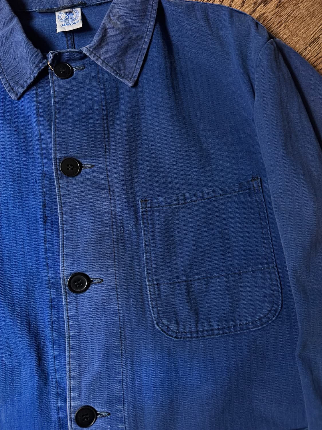 [M]90's 빈티지 페이딩 헤링본 트윌 프렌치 워크자켓 상품이미지3