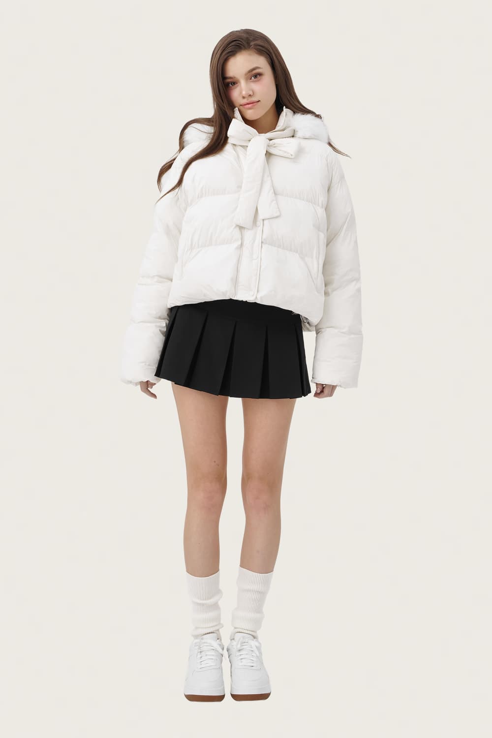 채원 착용♡ 클리시어 Snowy ribbon puff jacket 패딩 상품이미지1