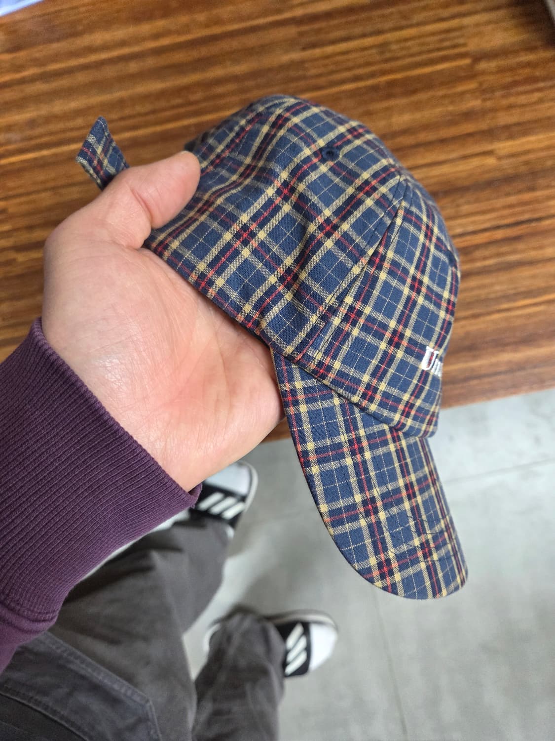 언더컨트롤 자수로고 체크 모자 프리  상품이미지2