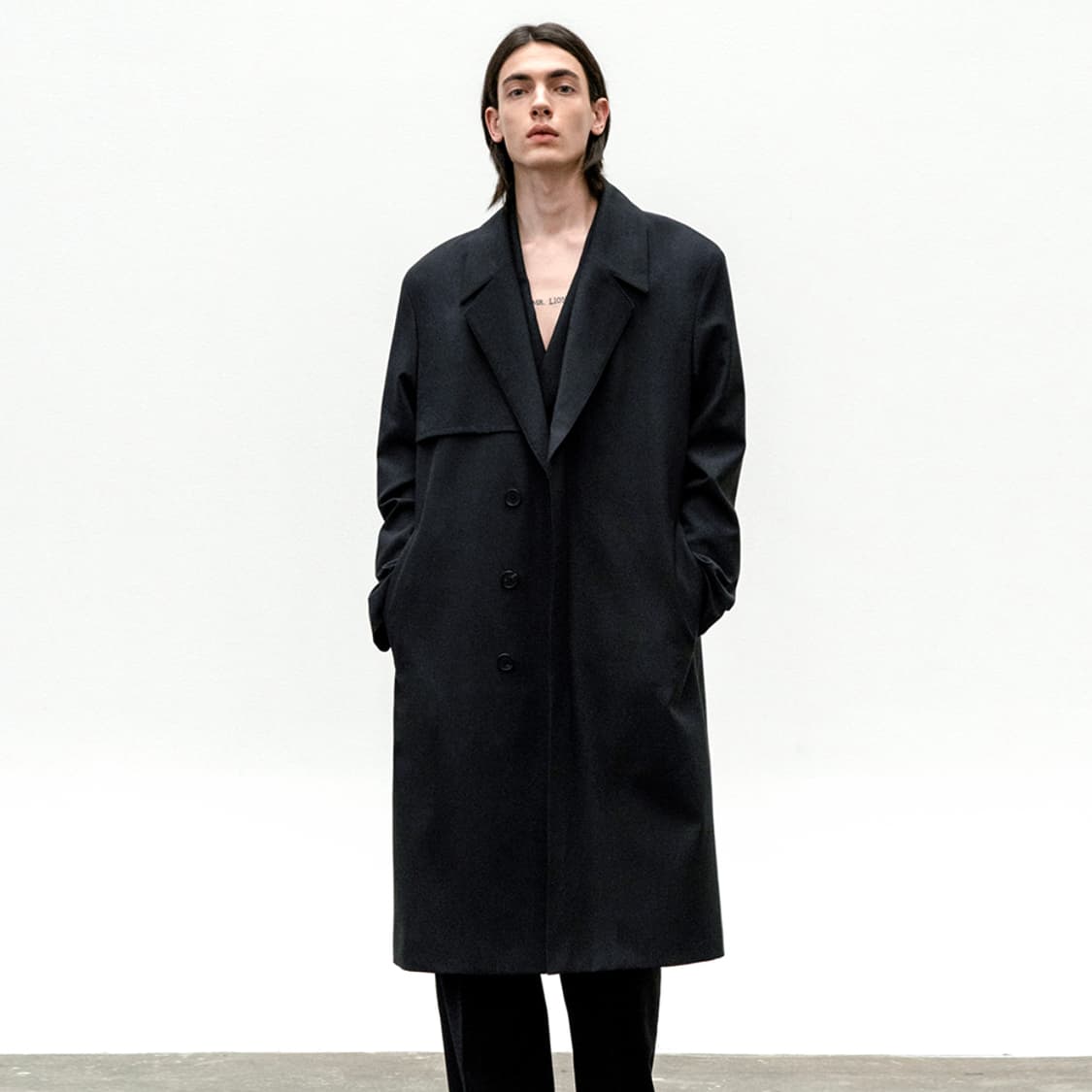 인사일런스(INSILENCE) 히든버튼 울 트렌치코트 95-100 상품이미지2