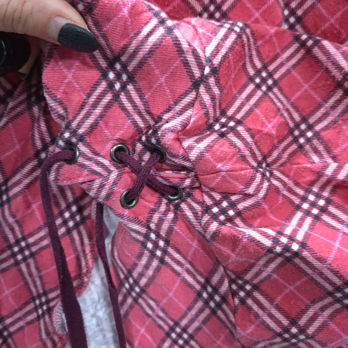 버버리 블루 라벨 핑크 노바 체크 셔링 소매 블라우스 38 상품이미지4