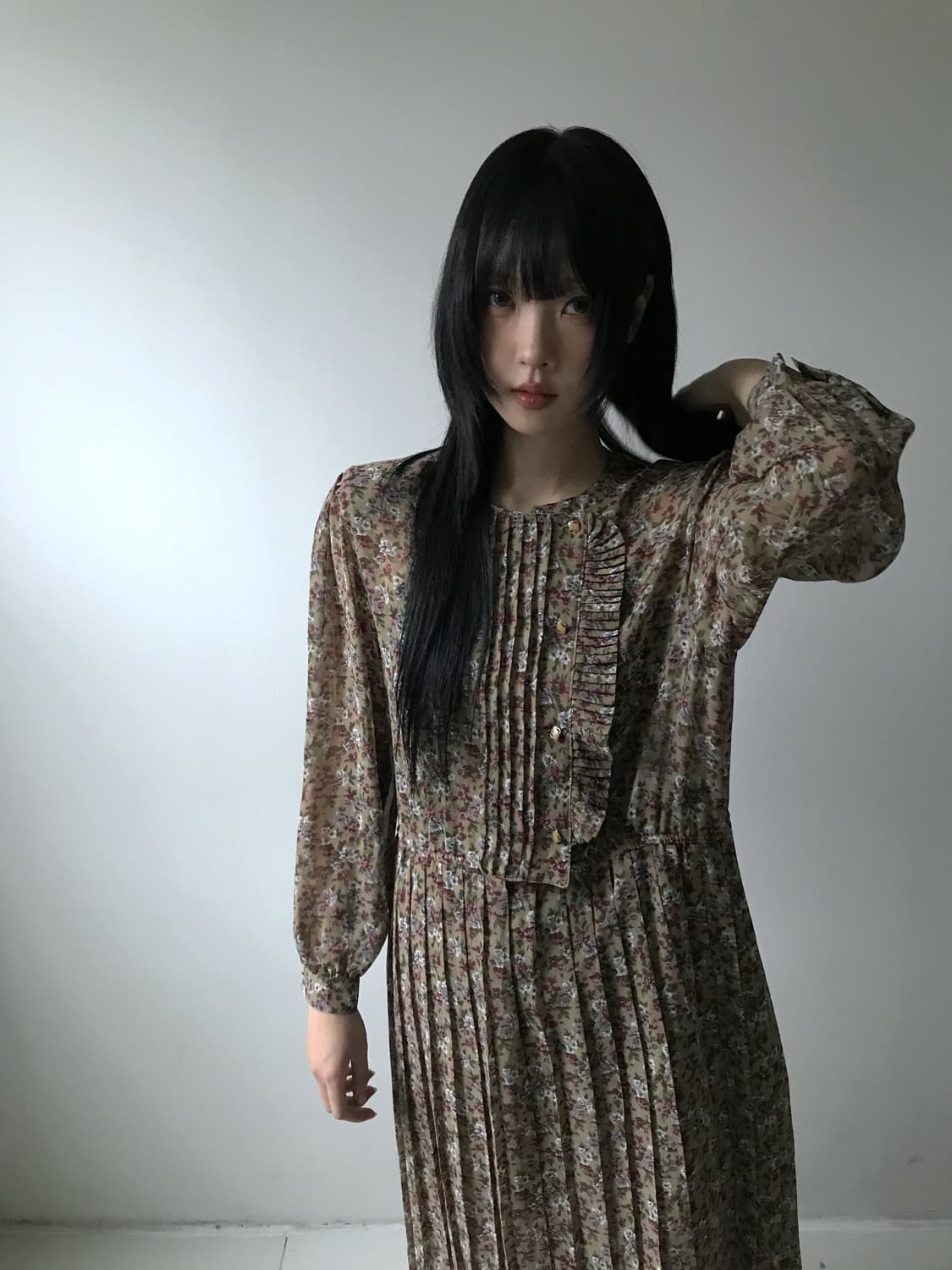 Ruffle collar pleats dress 상품이미지6