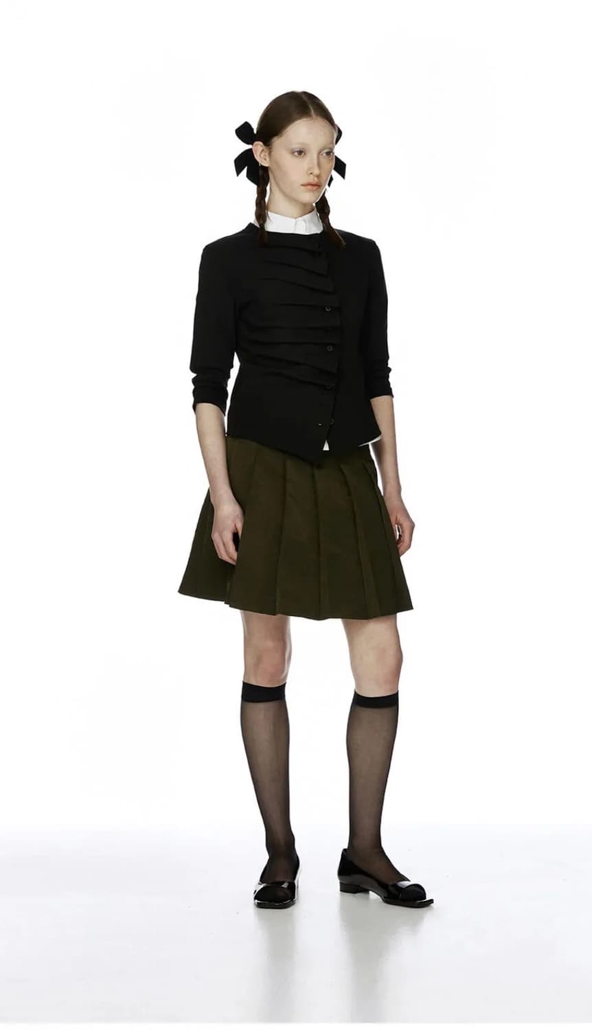 버뮬라 midi pleats skirt_카키_M 상품이미지3