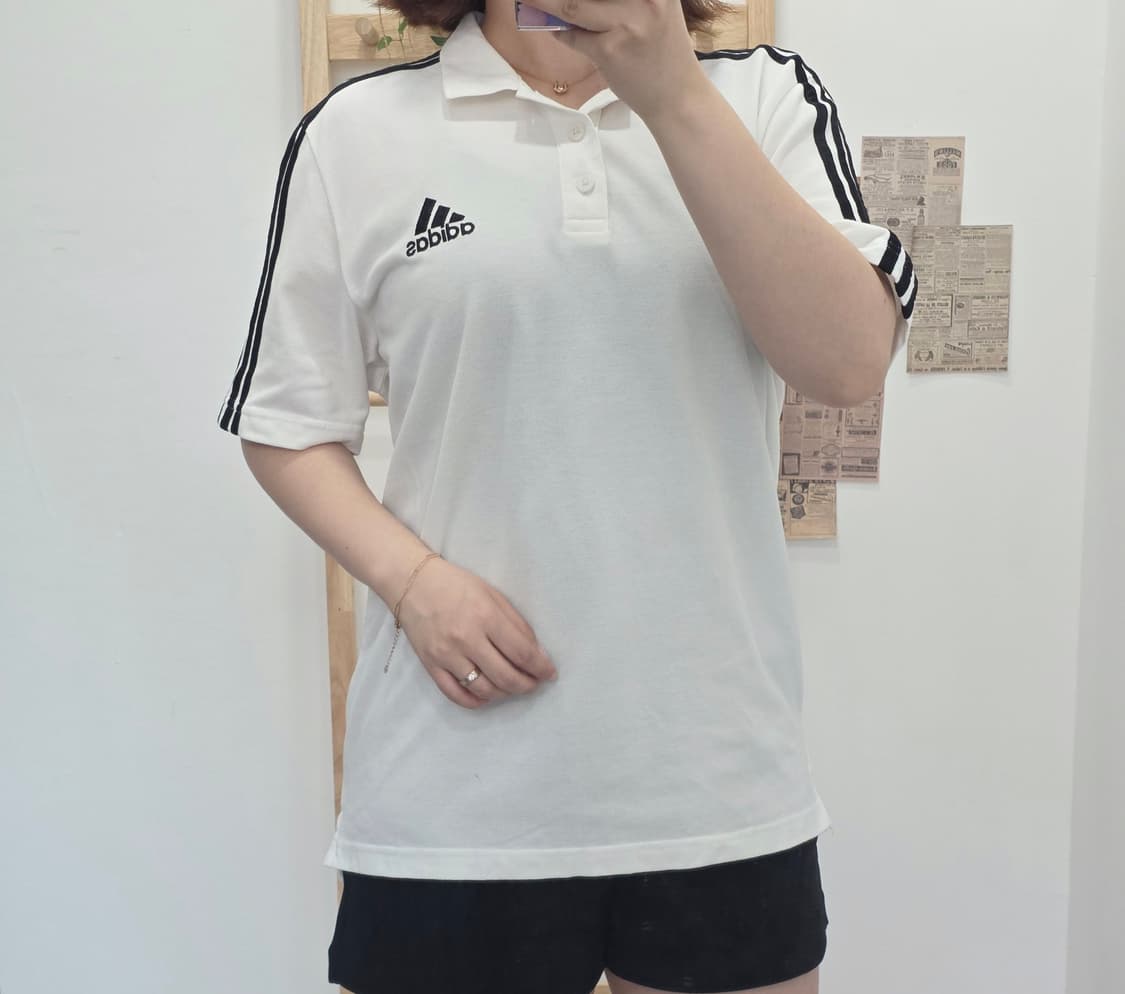 [프립]M/아디다스 삼선 반팔 카라티 흰색 상품이미지3