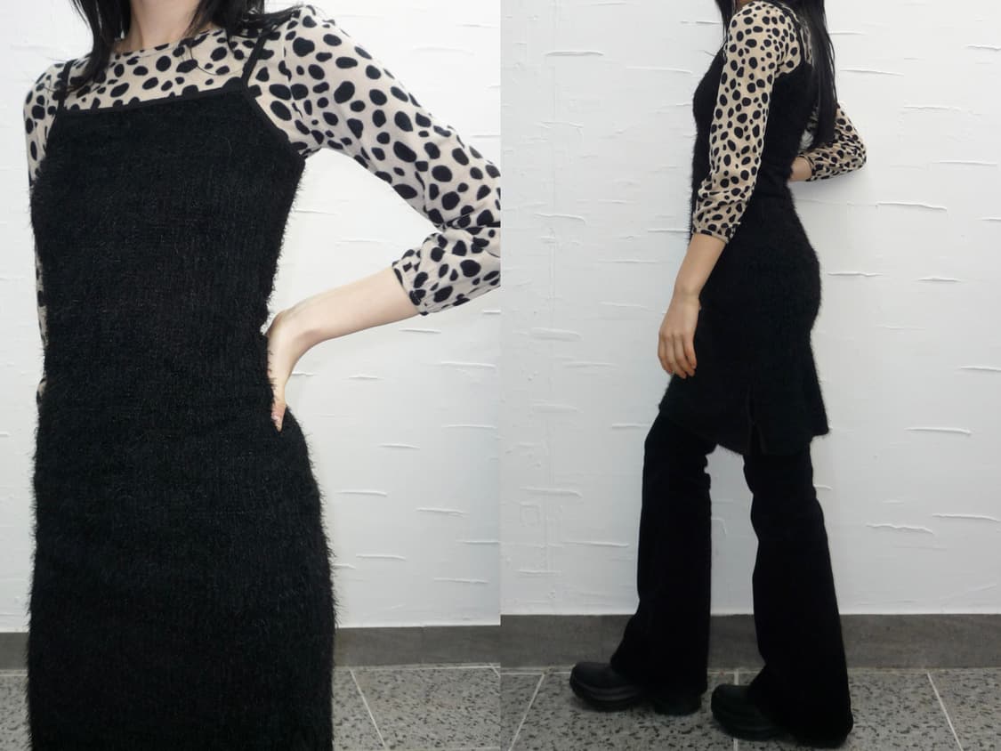 Black furry knit slip dressn 상품이미지1