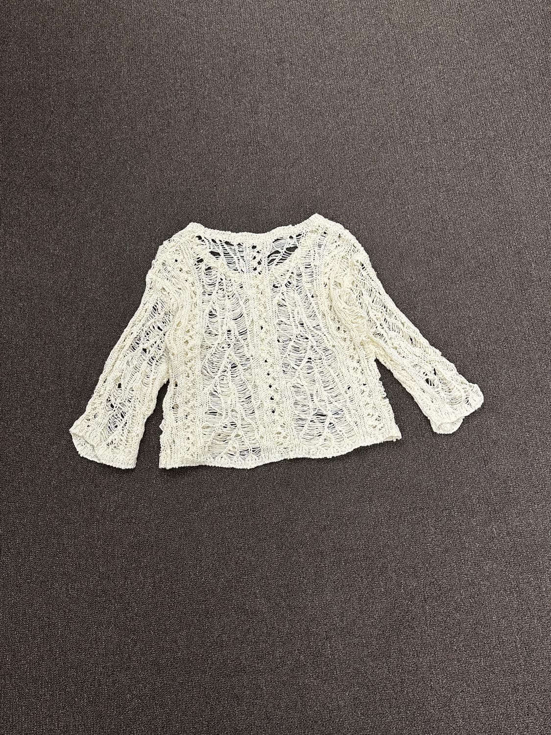 M)Japanese vintage 여성 그런지 아이보리 그물 니트 상품이미지6