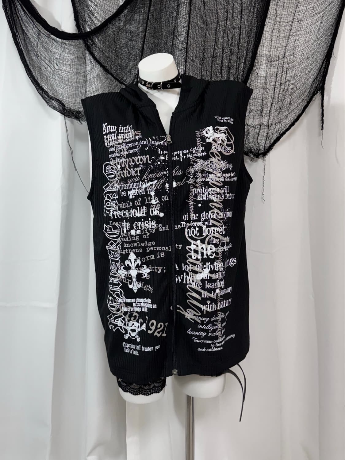  lettering hood vest zip up 상품이미지2