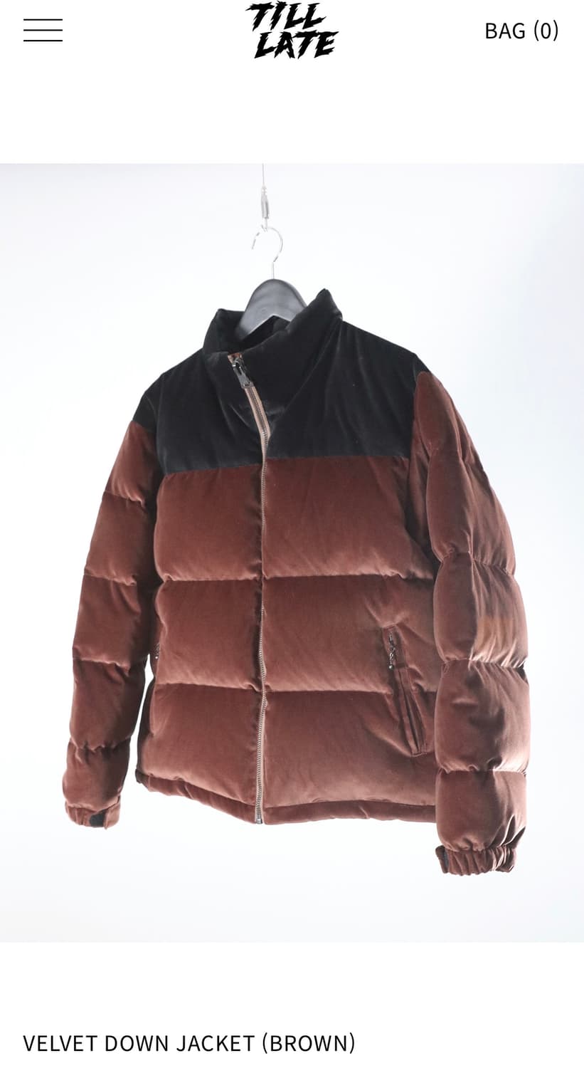 틸레이트 벨벳 다운 패딩 브라운 m사이즈 상품이미지1