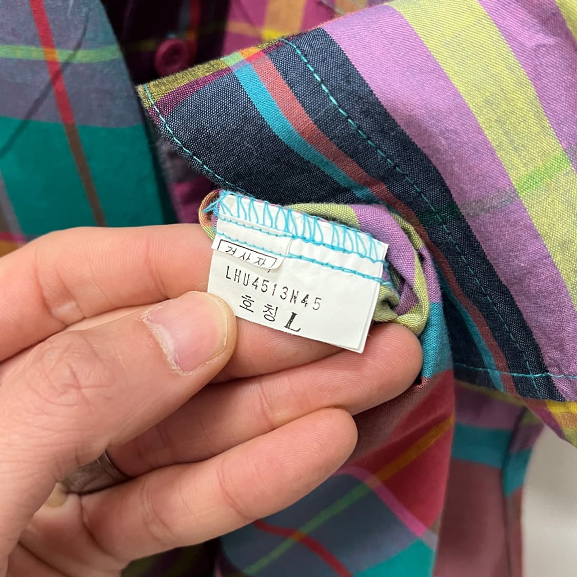 90s Lee 리 쌍방울 멀티컬러 반팔 체크 셔츠 남방 L 상품이미지4