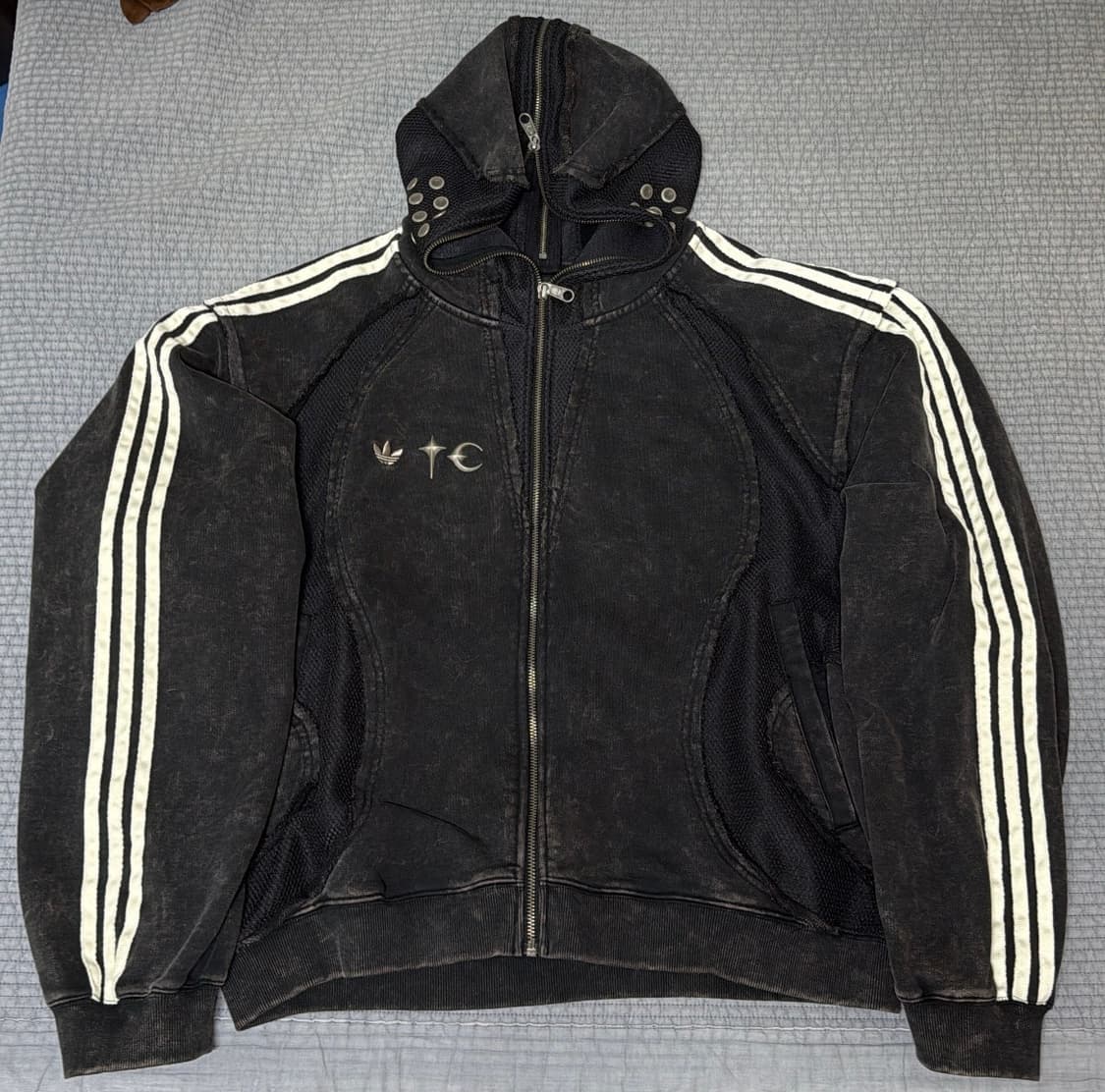 아디다스 떠그클럽 팀 가이스트 스웨트 후드 집업 블랙 US L사이즈 상품이미지1